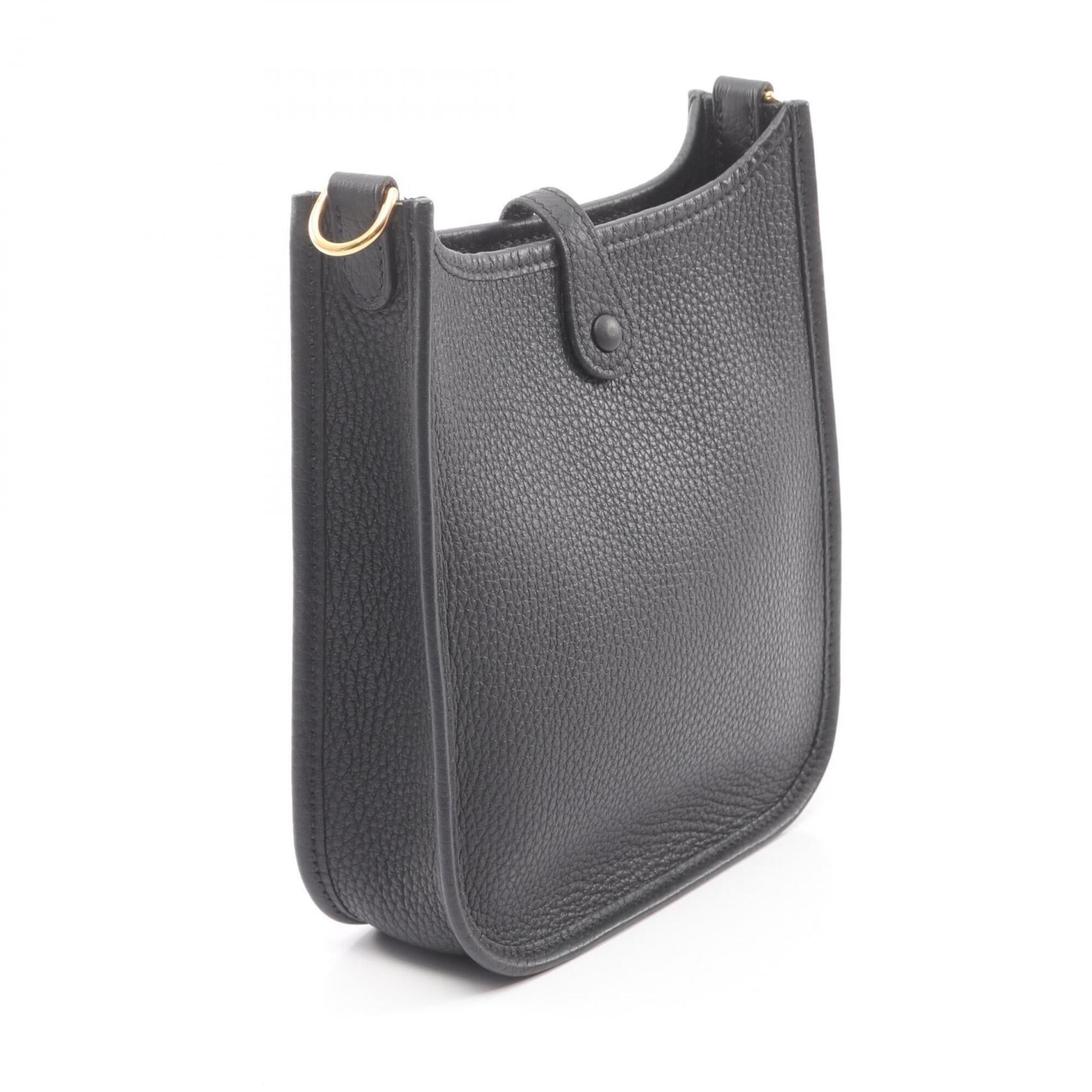 Hermes Mini Black Taurillon Clemence Leather Leather Handbag Shoulder Bag (Pre-Owned)