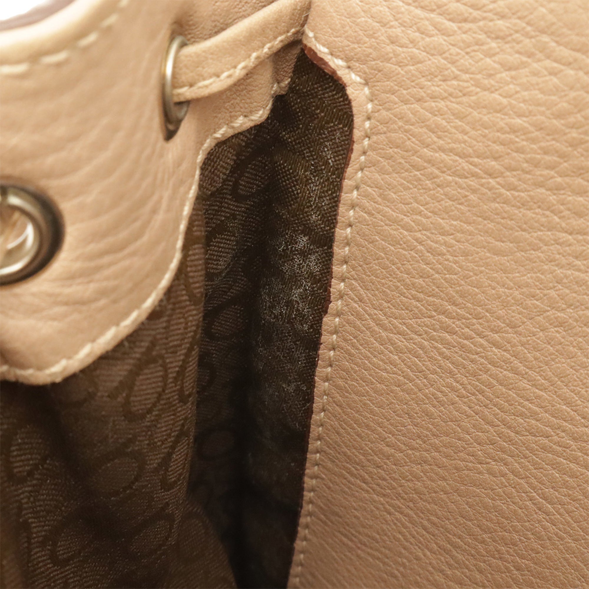 Salvatore Ferragamo Gancini Pink Beige Leather Handbag Tote Bag (Pre-Owned)