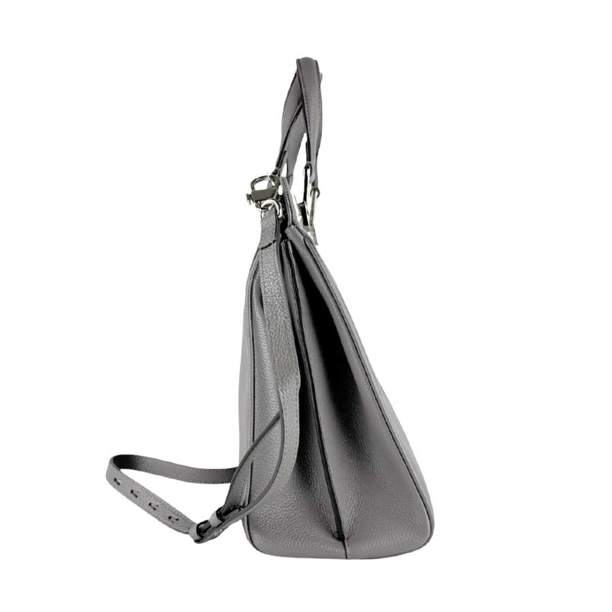 Gucci Gray Leather Handbag Shoulder Bag (Pre-Owned)