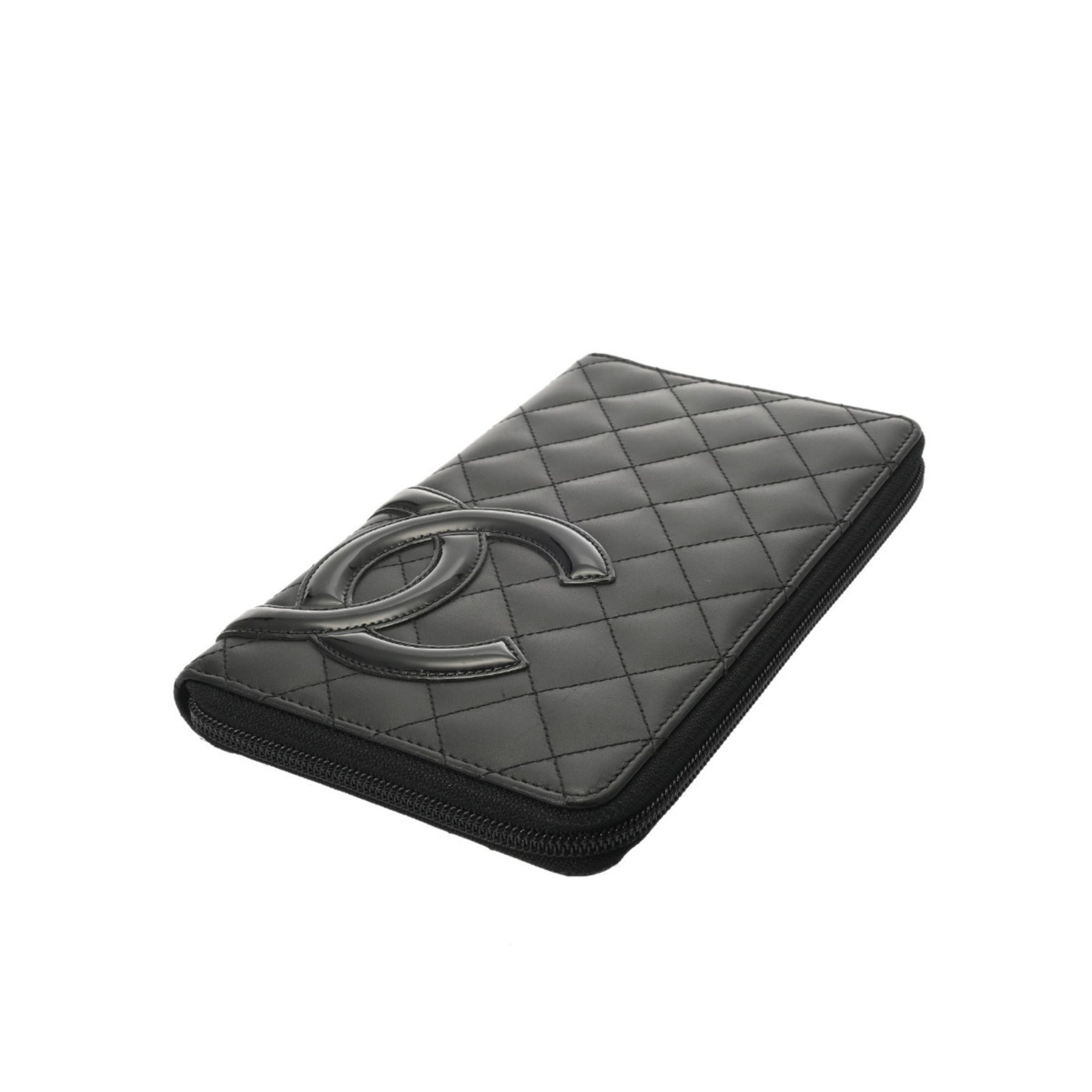 Chanel Cambon Black Leather Long Wallet (Bi-Fold) (Pre-Owned)