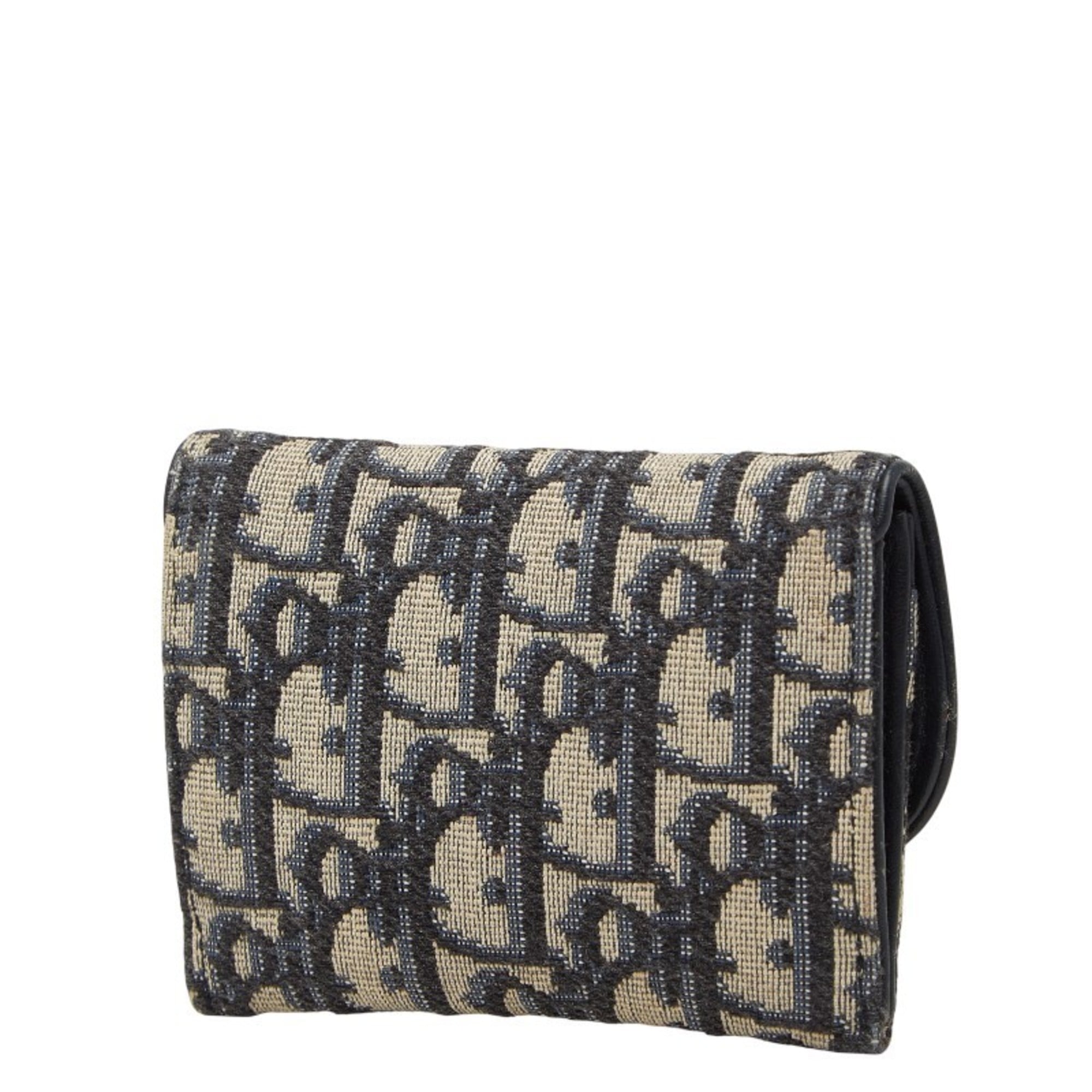 Christian Dior Navy Canvas Leather Coin Purse/Coin Case (Pre-Owned)
