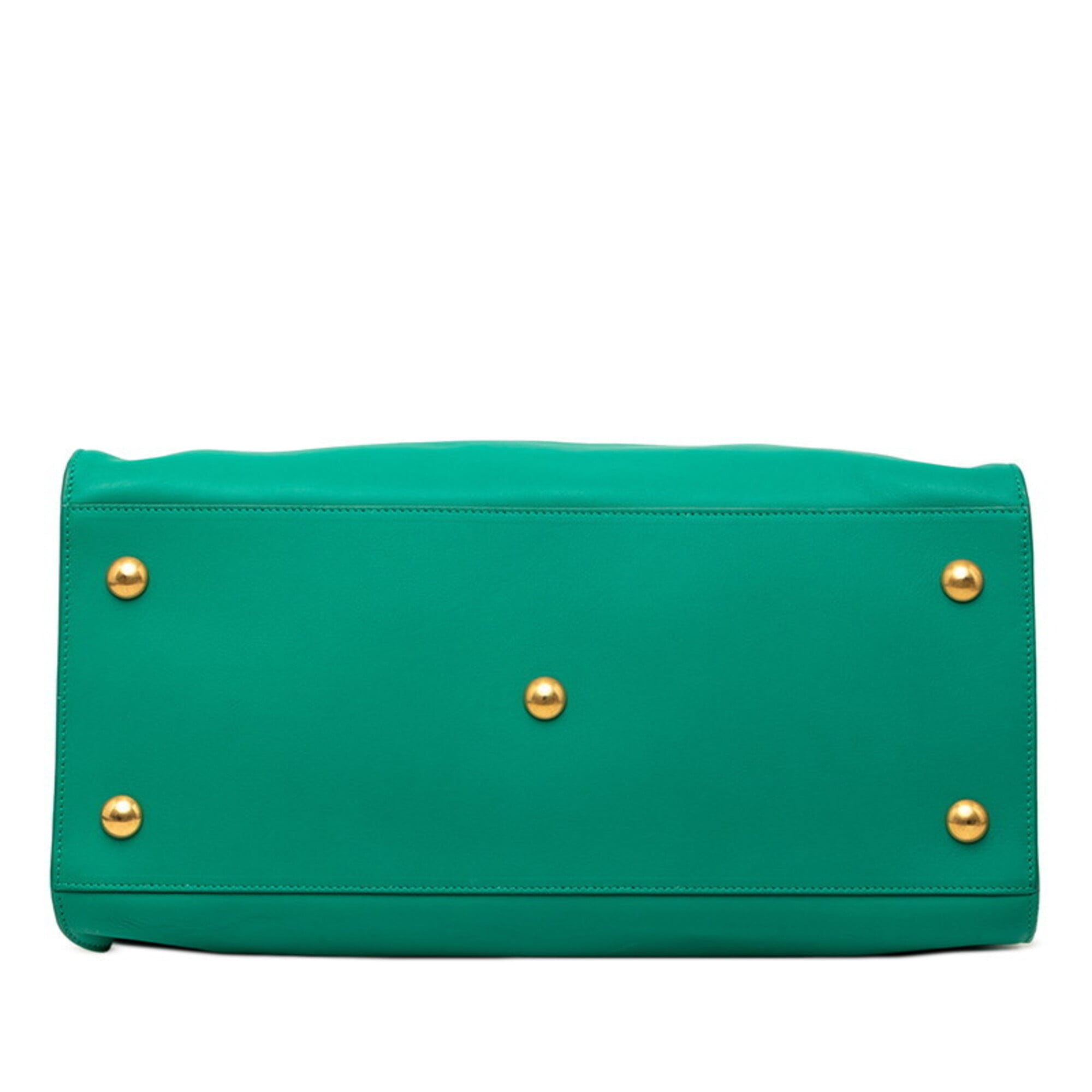 Saint Laurent Green Leather Handbag Tote Bag (Pre-Owned)