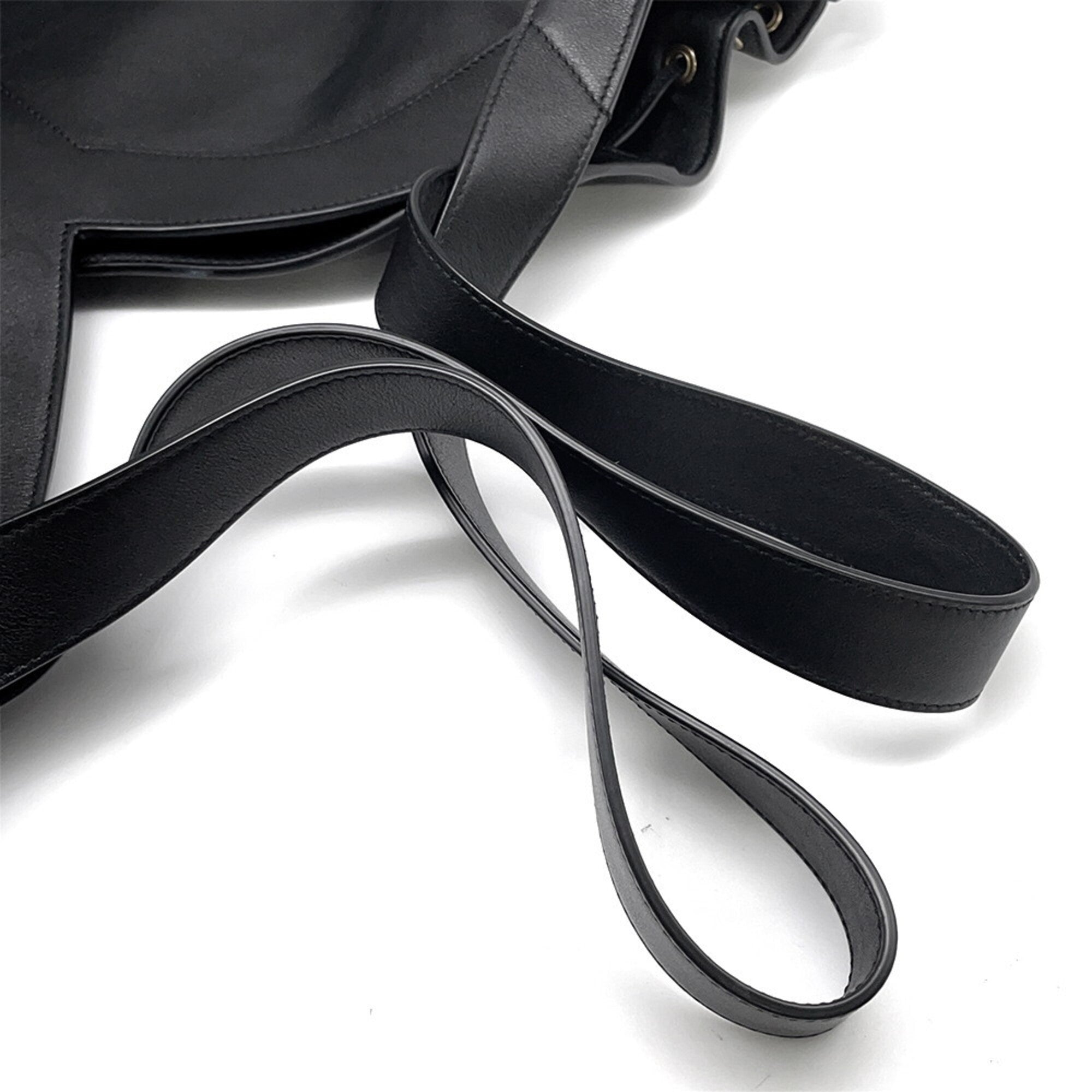 Yves Saint Laurent Black Leather Handbag Tote Bag (Pre-Owned)