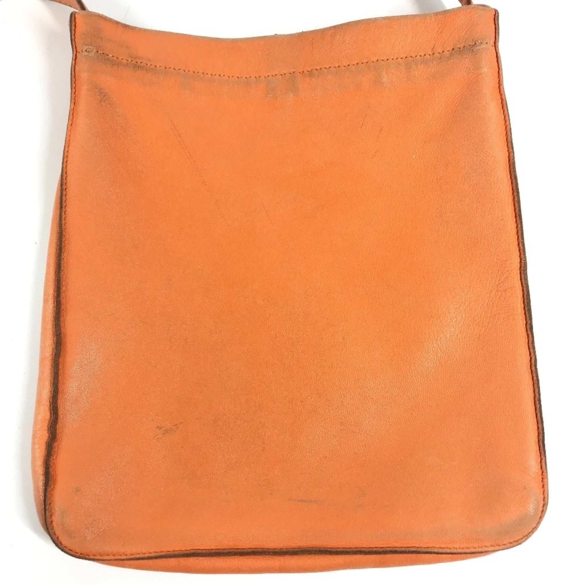 Hermes Orange Leather Pochette Shoulder Bag (Pre-Owned)