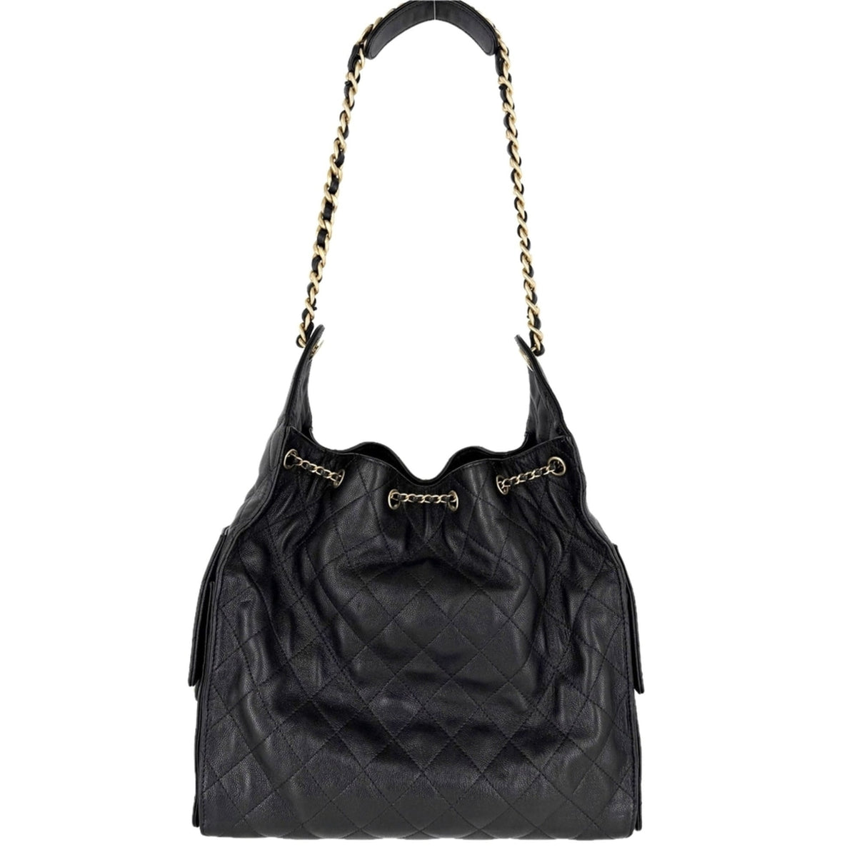 Chanel Matelasse Black Grained Calfskin Handbag Pouch Shoulder Bag (Pre-Owned)