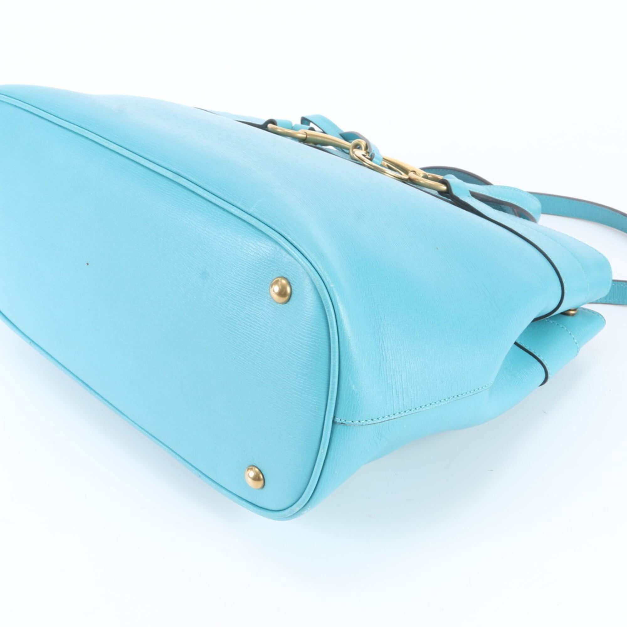 Gucci Blue Turquoise Leather Handbag Shoulder Bag Tote Bag (Pre-Owned)