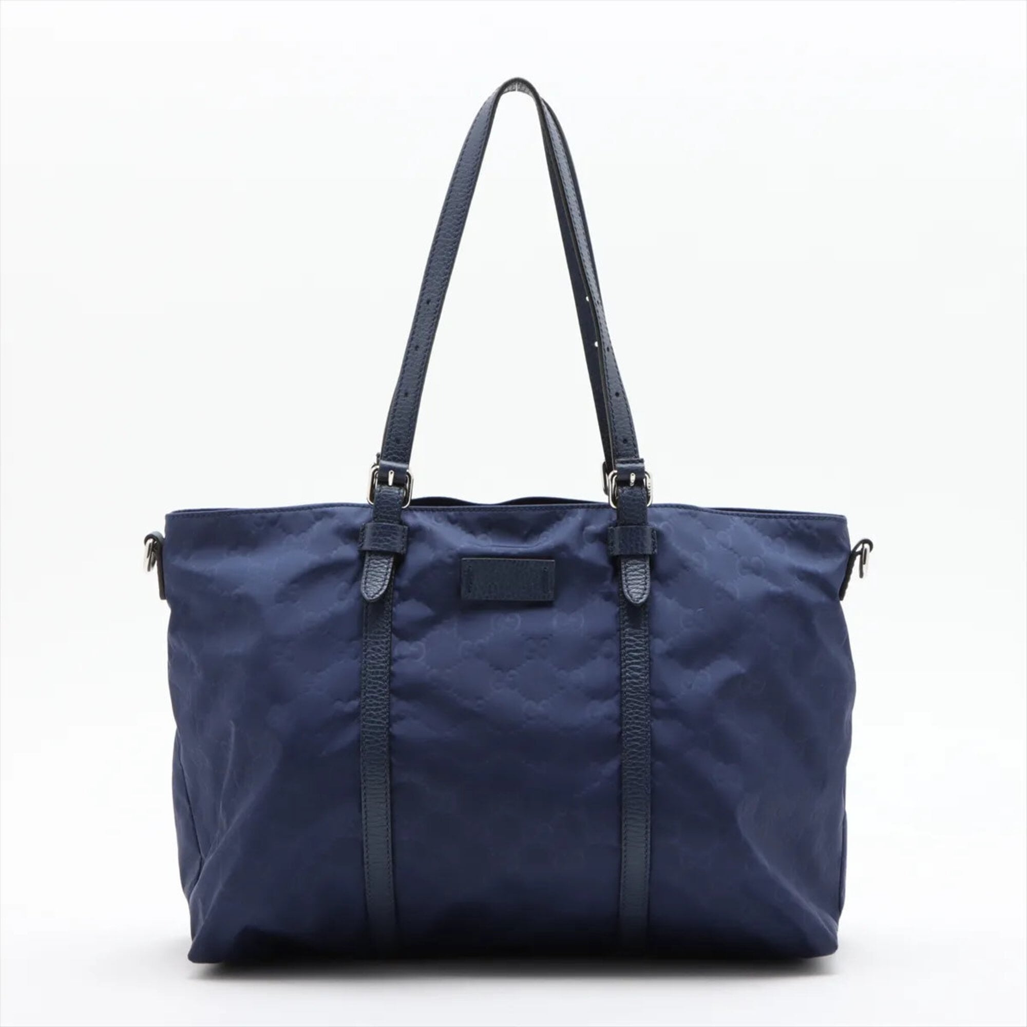 Gucci Blue Nylon Leather Handbag Shoulder Bag Tote Bag (Pre-Owned)