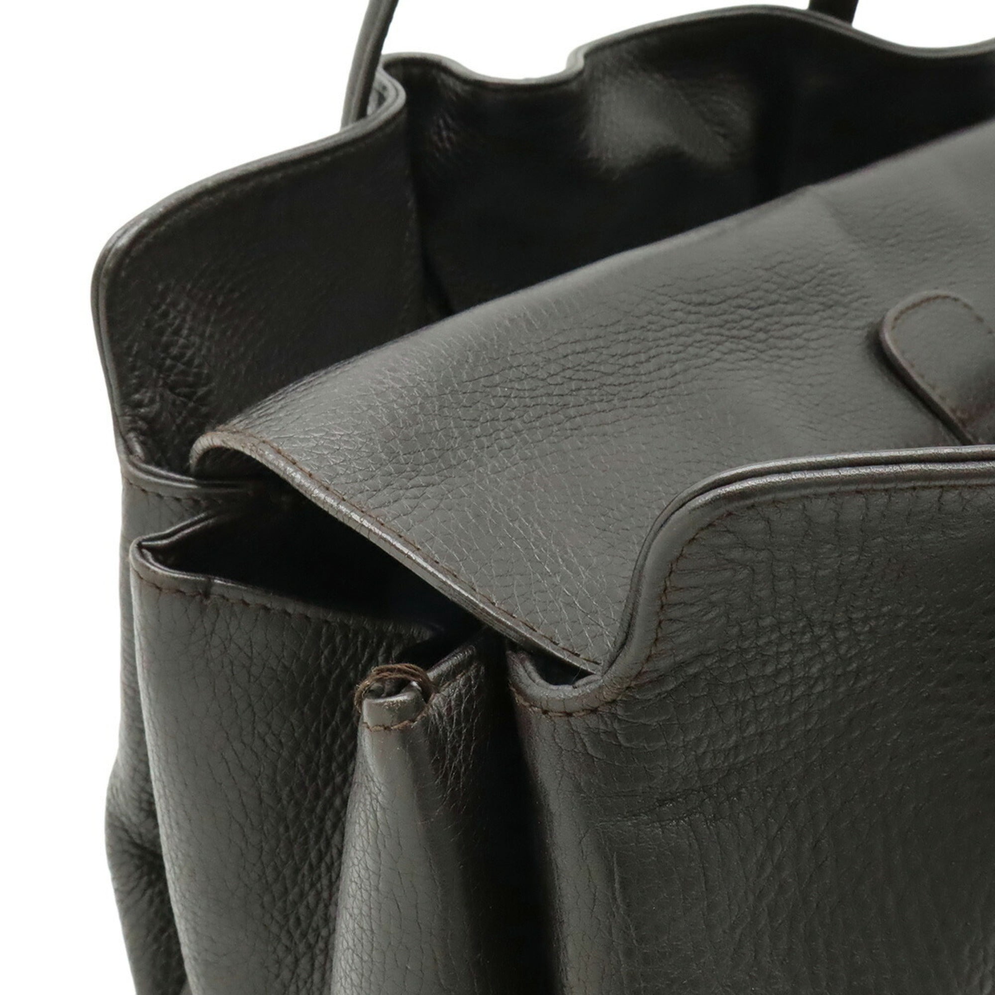 Bvlgari Dark Brown Leather Shoulder Bag Tote Bag (Pre-Owned)