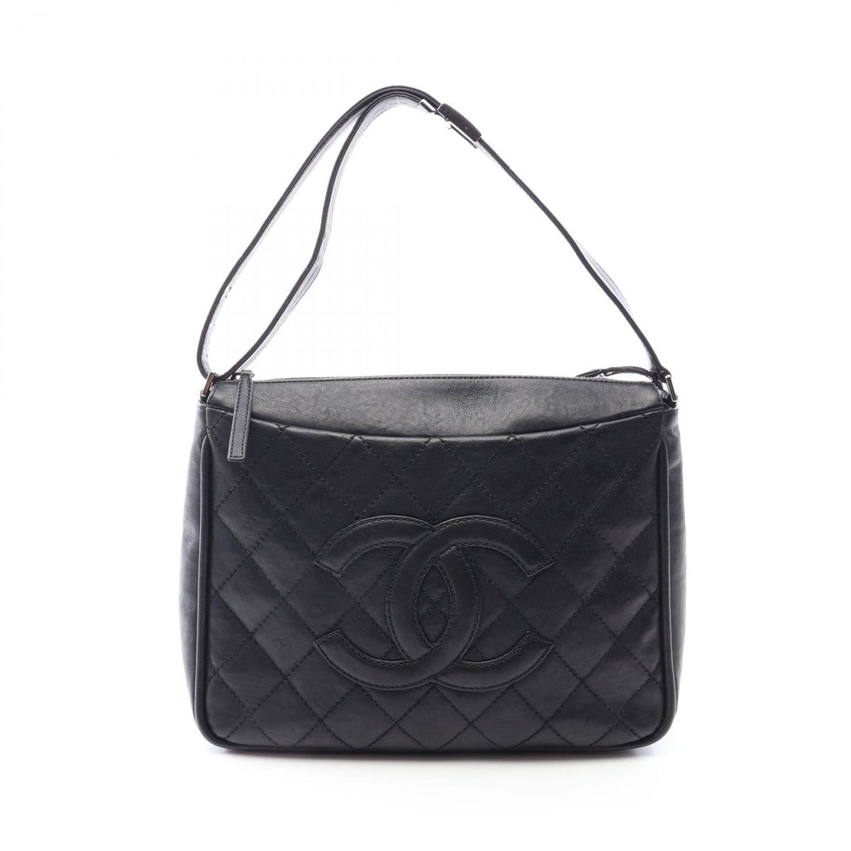Chanel Black Leather Handbag Shoulder Bag (Pre-Owned)