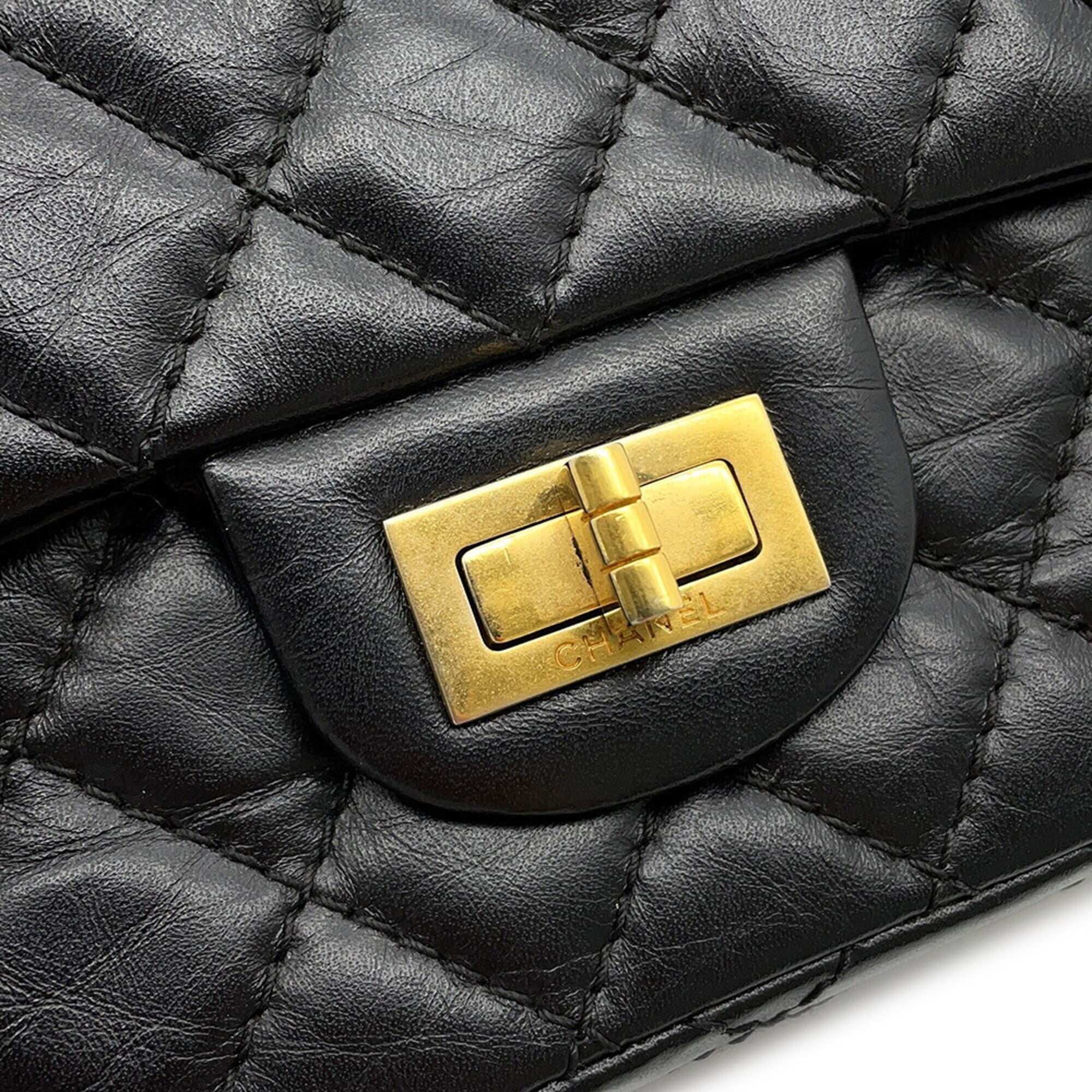 Chanel Matelasse Black Leather Handbag Shoulder Bag (Pre-Owned)