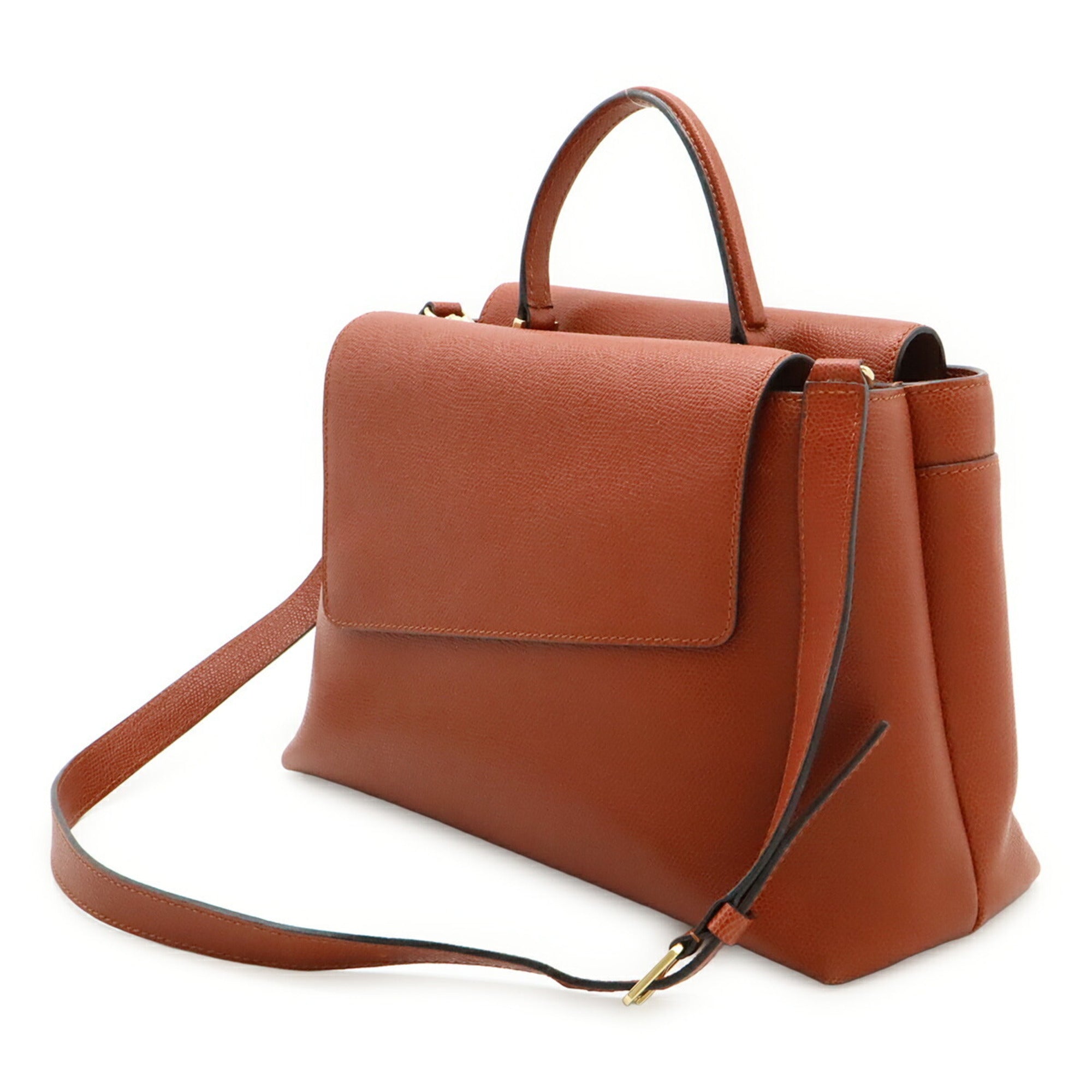 Valextra Red Color Leather Handbag Shoulder Bag (Pre-Owned)