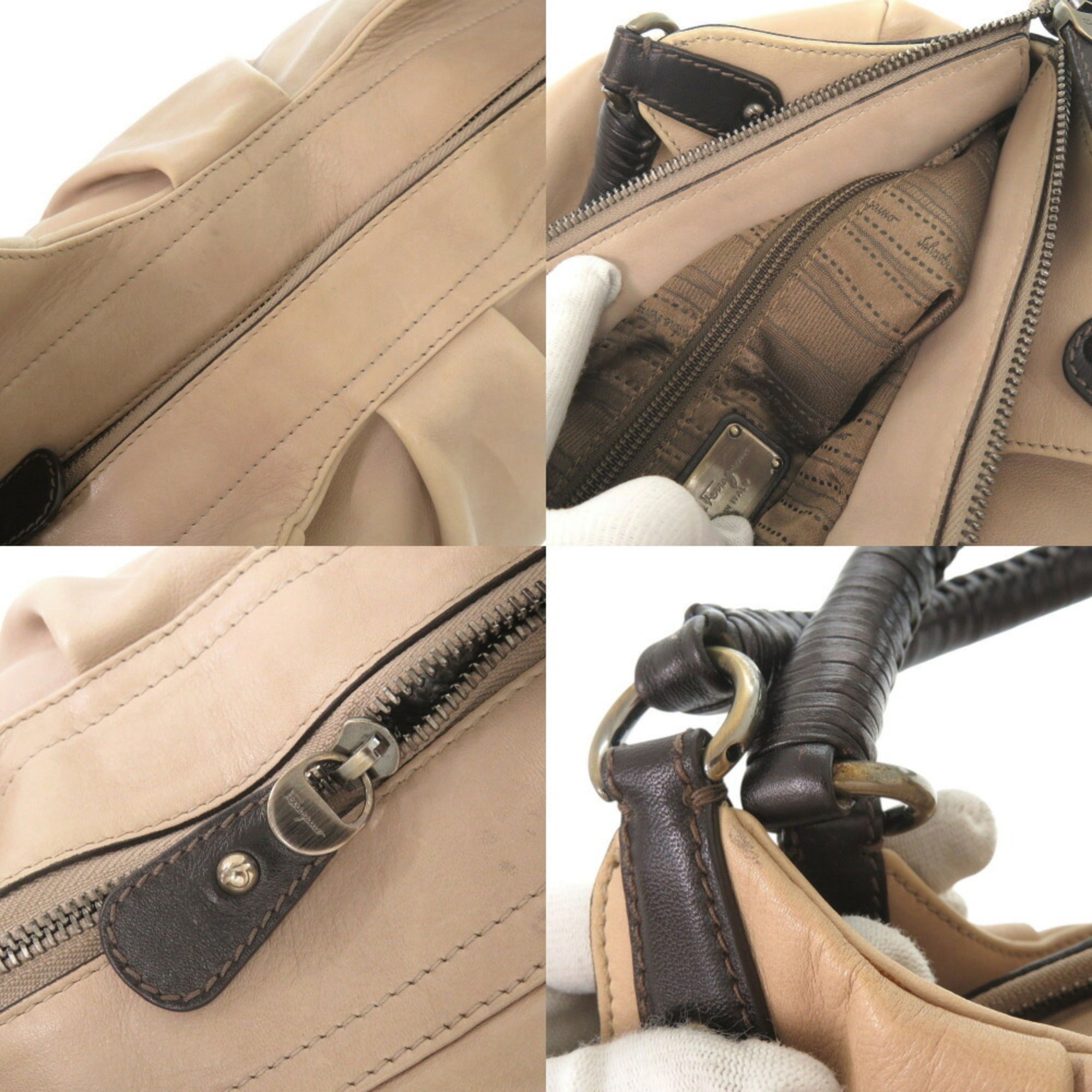 Salvatore Ferragamo Beige Leather Handbag (Pre-Owned)
