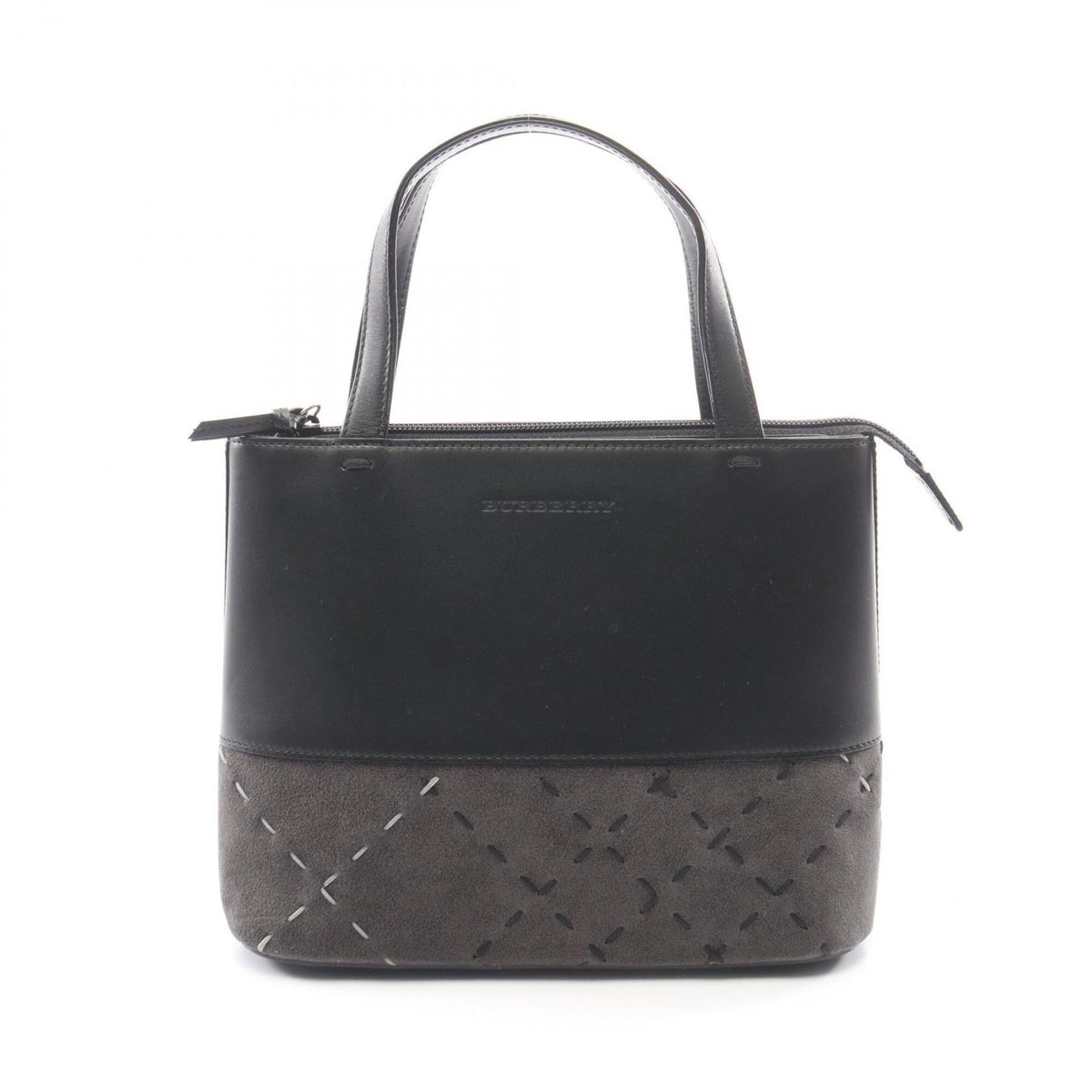 Burberry Black Leather Suede Handbag (Pre-Owned)