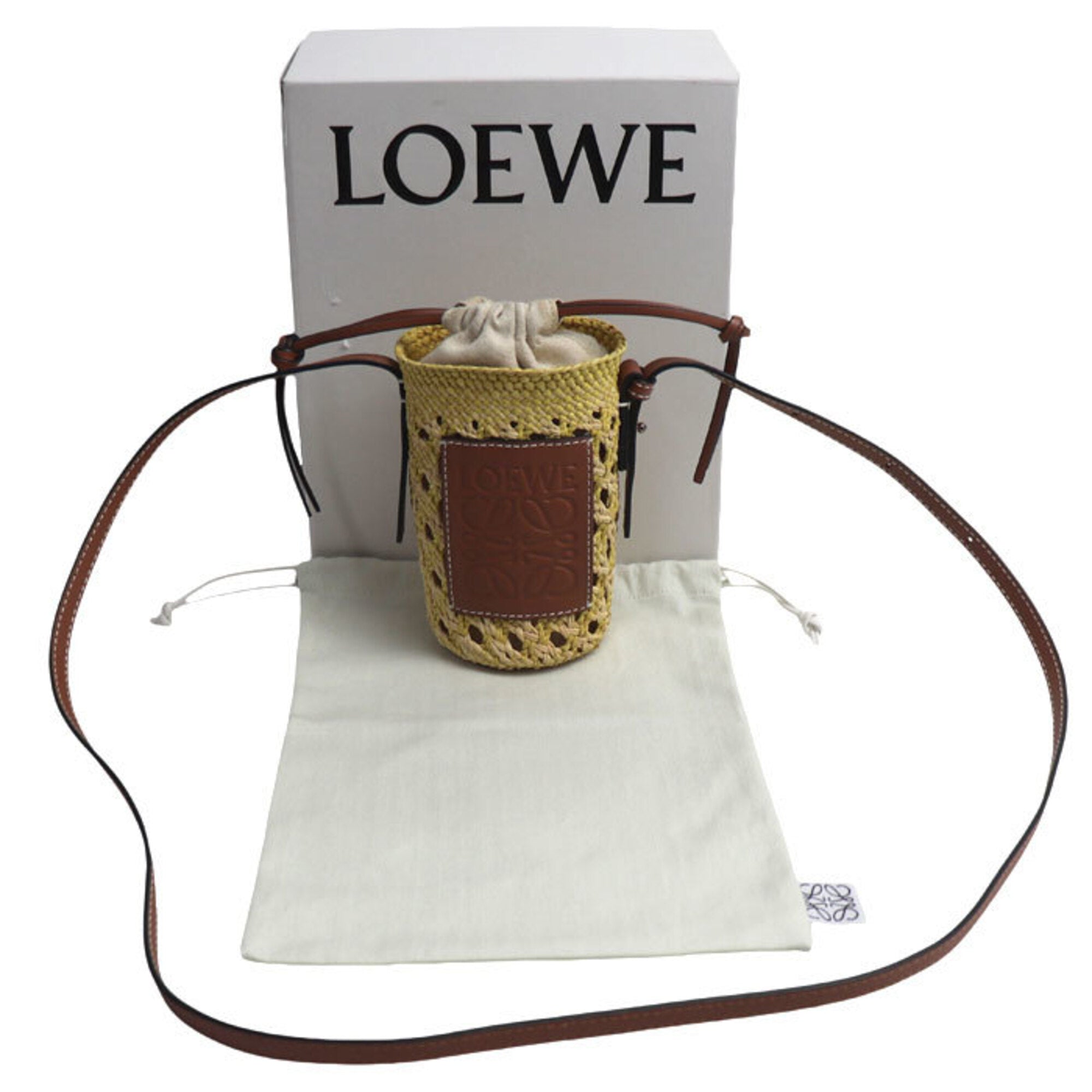 Loewe Yellow Raffia Leather Shoulder Bag (Pre-Owned)
