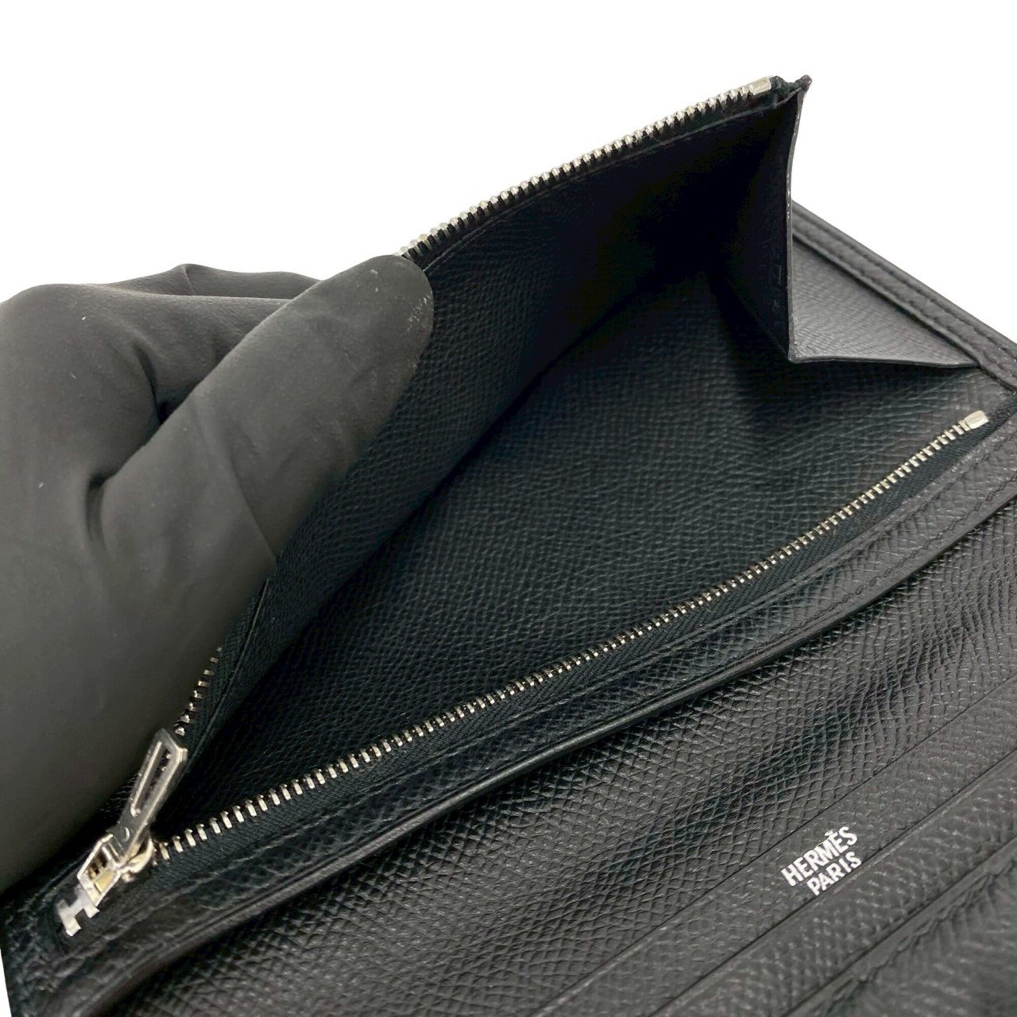 Hermes Black Epsom Leather Long Wallet (Bi-Fold) (Pre-Owned)