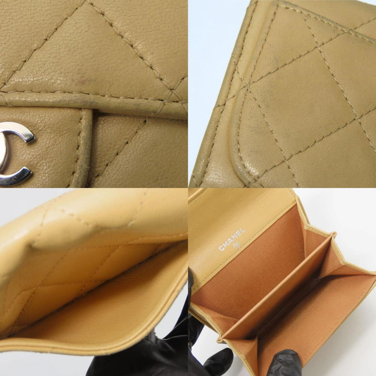 Chanel Beige Leather Coin Purse/Coin Case (Pre-Owned)