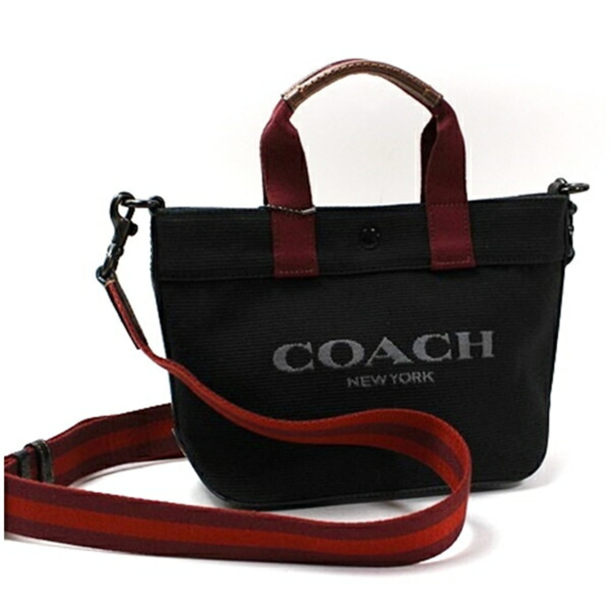 Coach Black Gray Canvas Handbag Shoulder Bag (Pre-Owned)