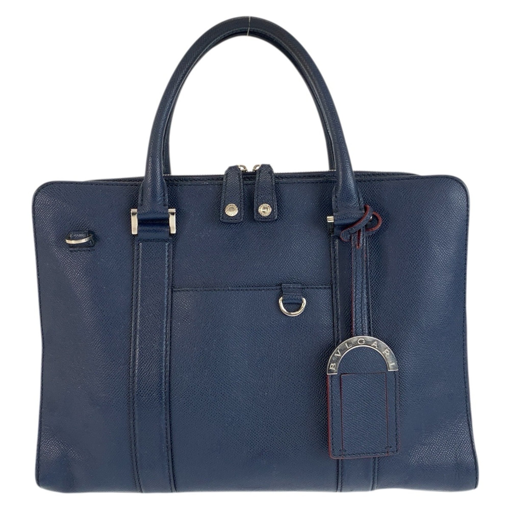 Bvlgari Navy Leather Briefcase (Pre-Owned)