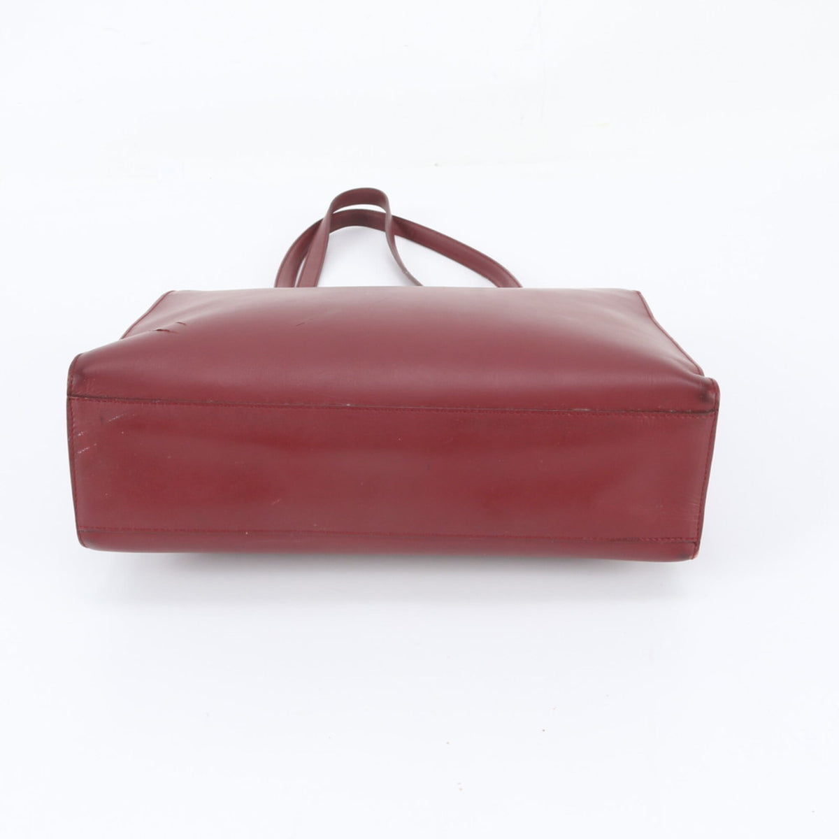 Prada Red Color Wine Leather Handbag Shoulder Bag Tote Bag (Pre-Owned)