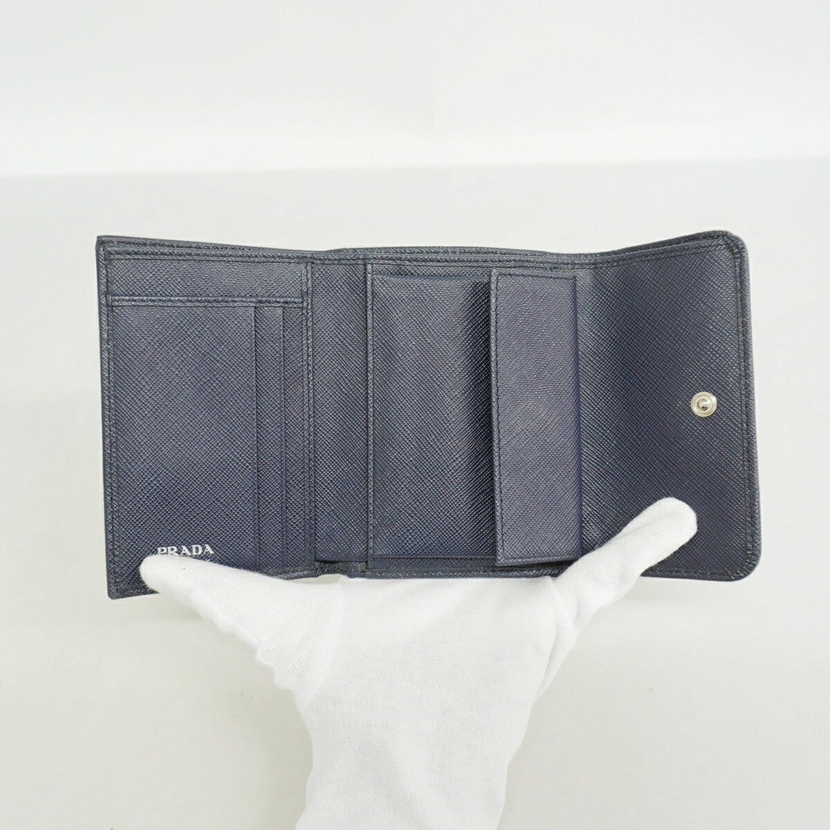 Prada Navy Leather Wallet (Tri-Fold) (Pre-Owned)