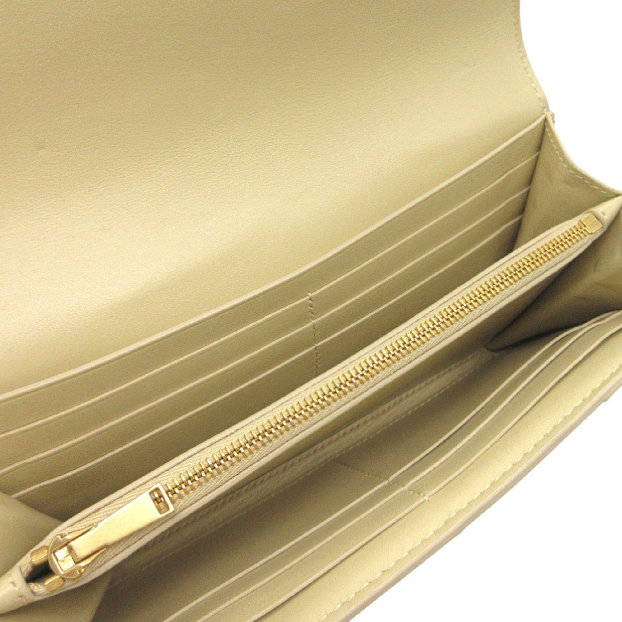 Bottega Veneta Beige Leather Long Wallet (Bi-Fold) (Pre-Owned)