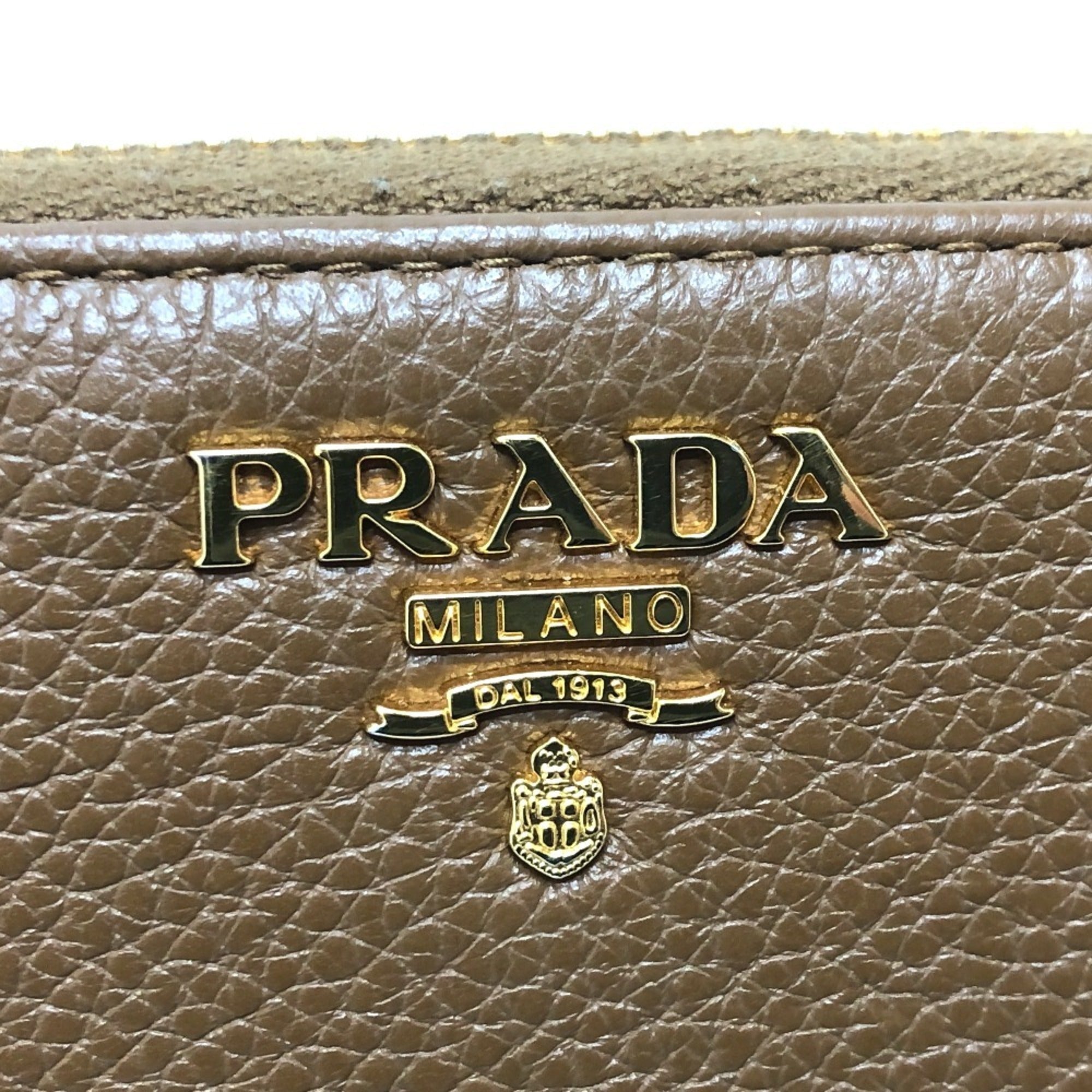 Prada Brown Leather Long Wallet (Bi-Fold) (Pre-Owned)