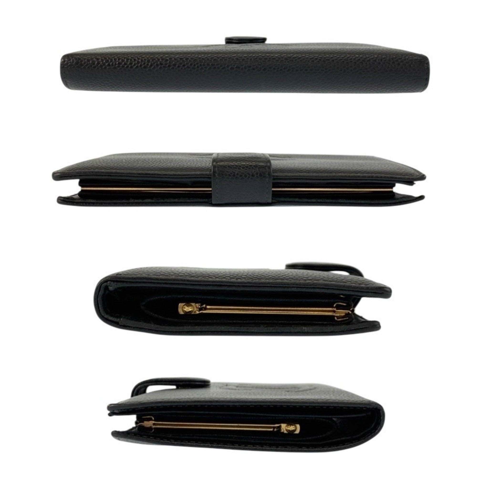 Chanel Black Leather Long Wallet (Bi-Fold) (Pre-Owned)