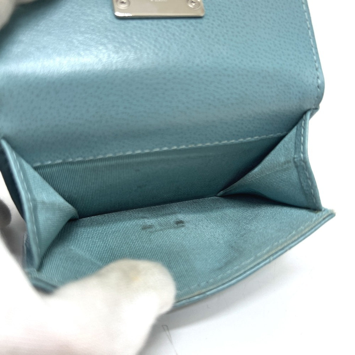 Chanel Light Blue Leather Wallet (Tri-Fold) (Pre-Owned)