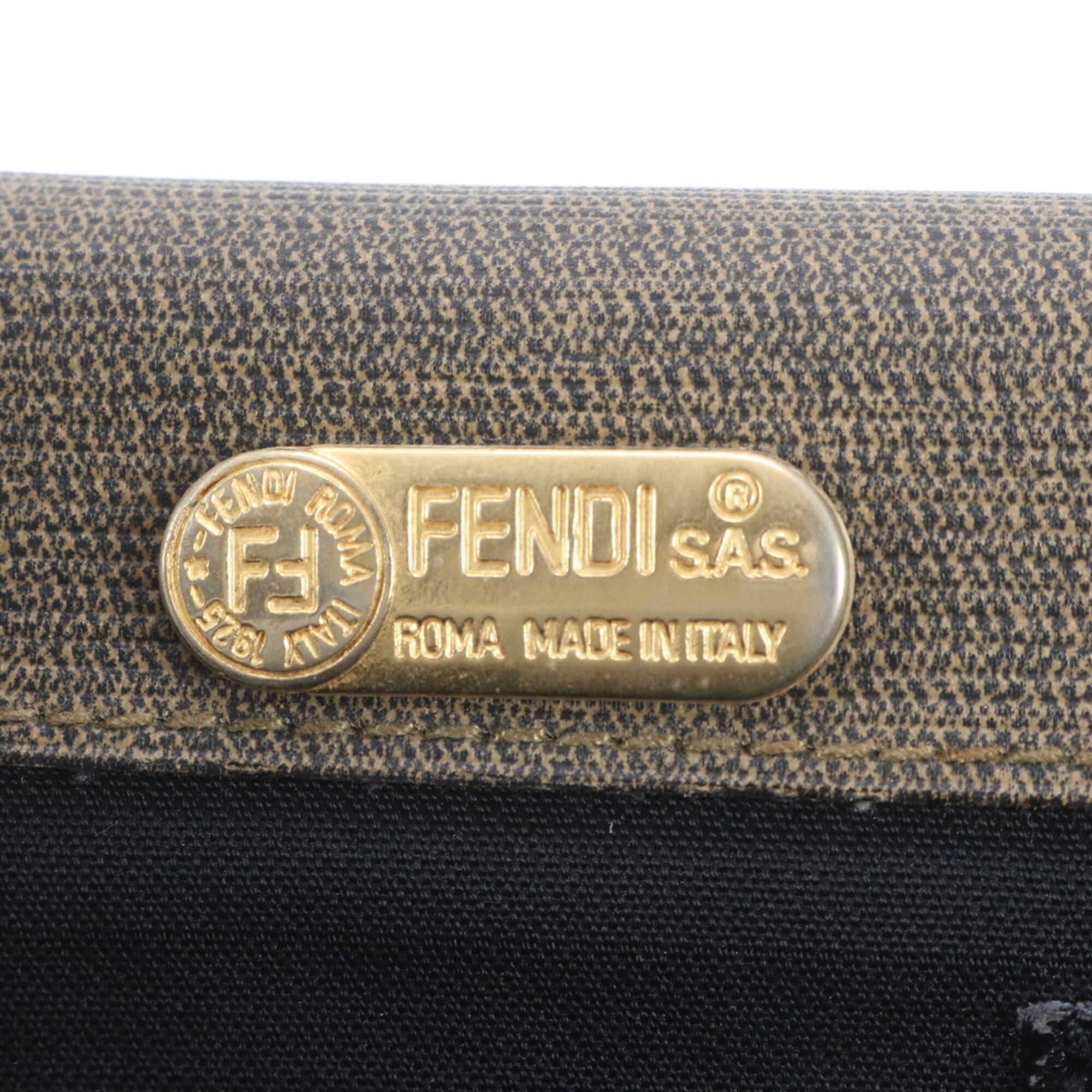 Fendi Black Brown Leather Coated Canvas Briefcase Tote Bag (Pre-Owned)