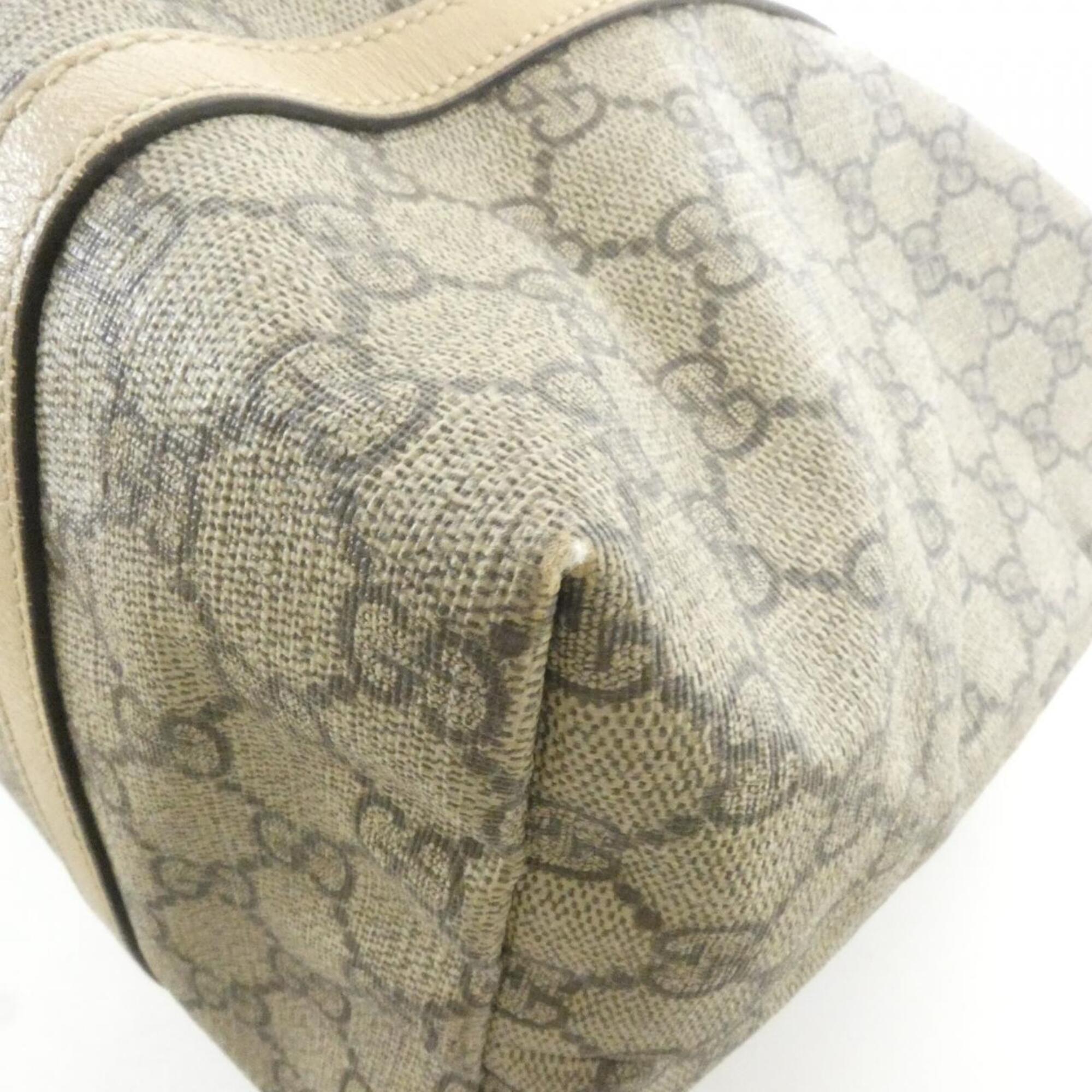 Gucci Beige Gg Supreme Canvas Leather Handbag (Pre-Owned)