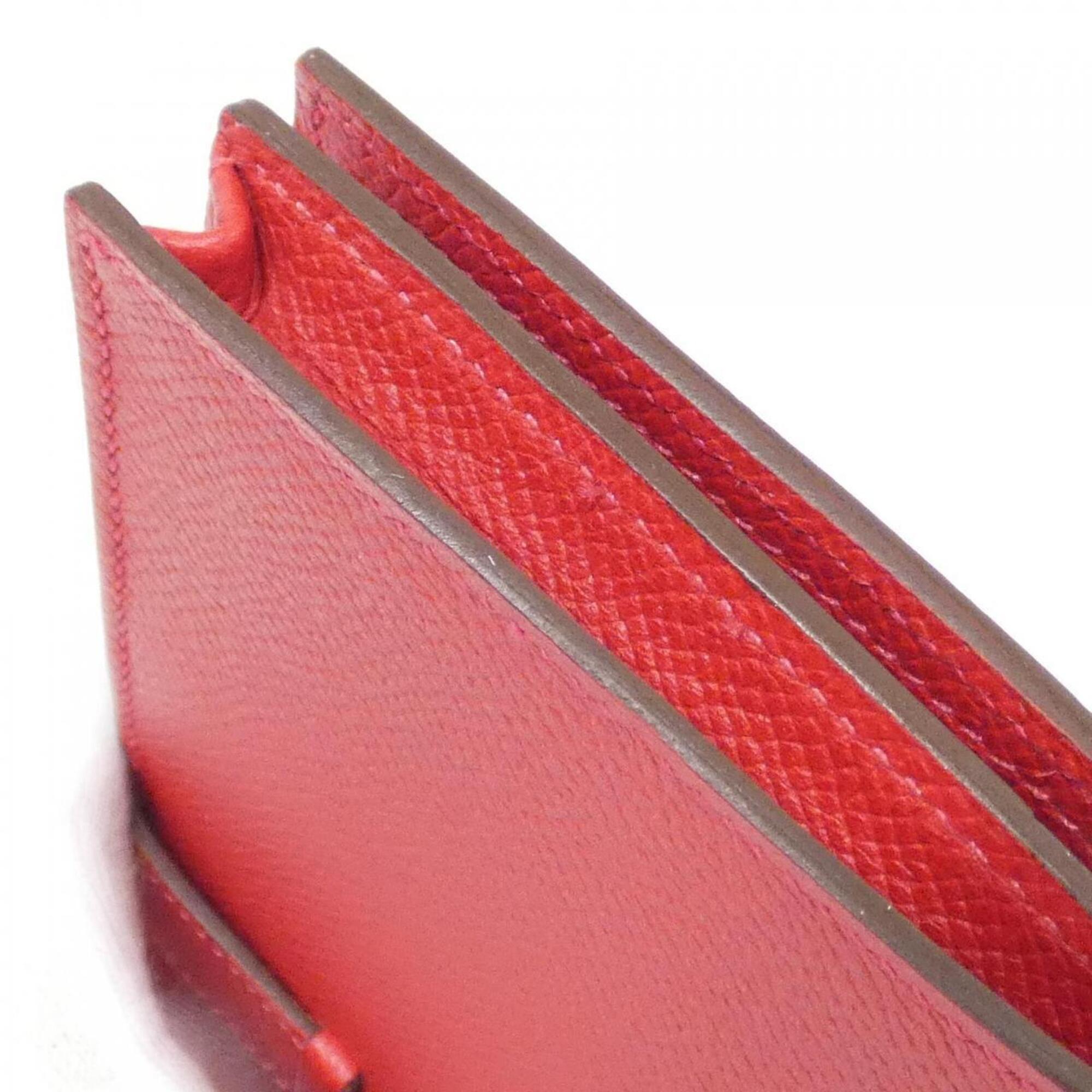 Hermes Rouge Casaque Epsom Leather Long Wallet (Bi-Fold) (Pre-Owned)