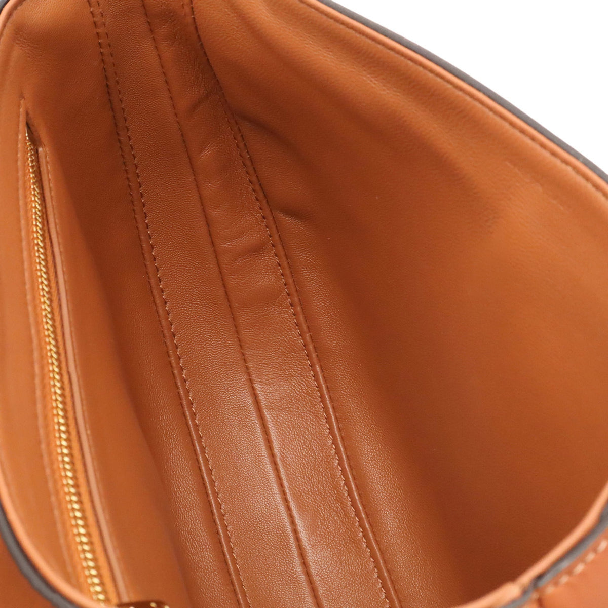 Celine Beige Camel Leather Canvas Pochette Shoulder Bag (Pre-Owned)