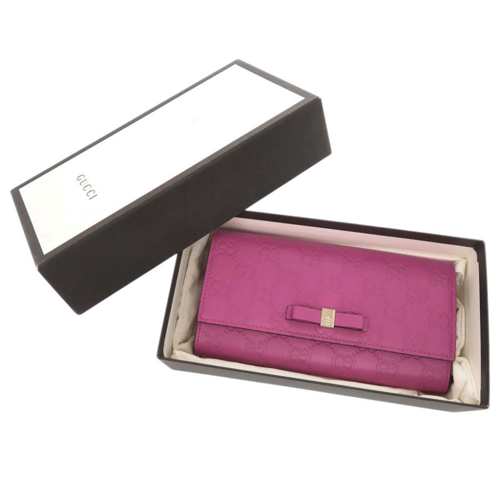 Gucci Purple Leather Long Wallet (Bi-Fold) (Pre-Owned)