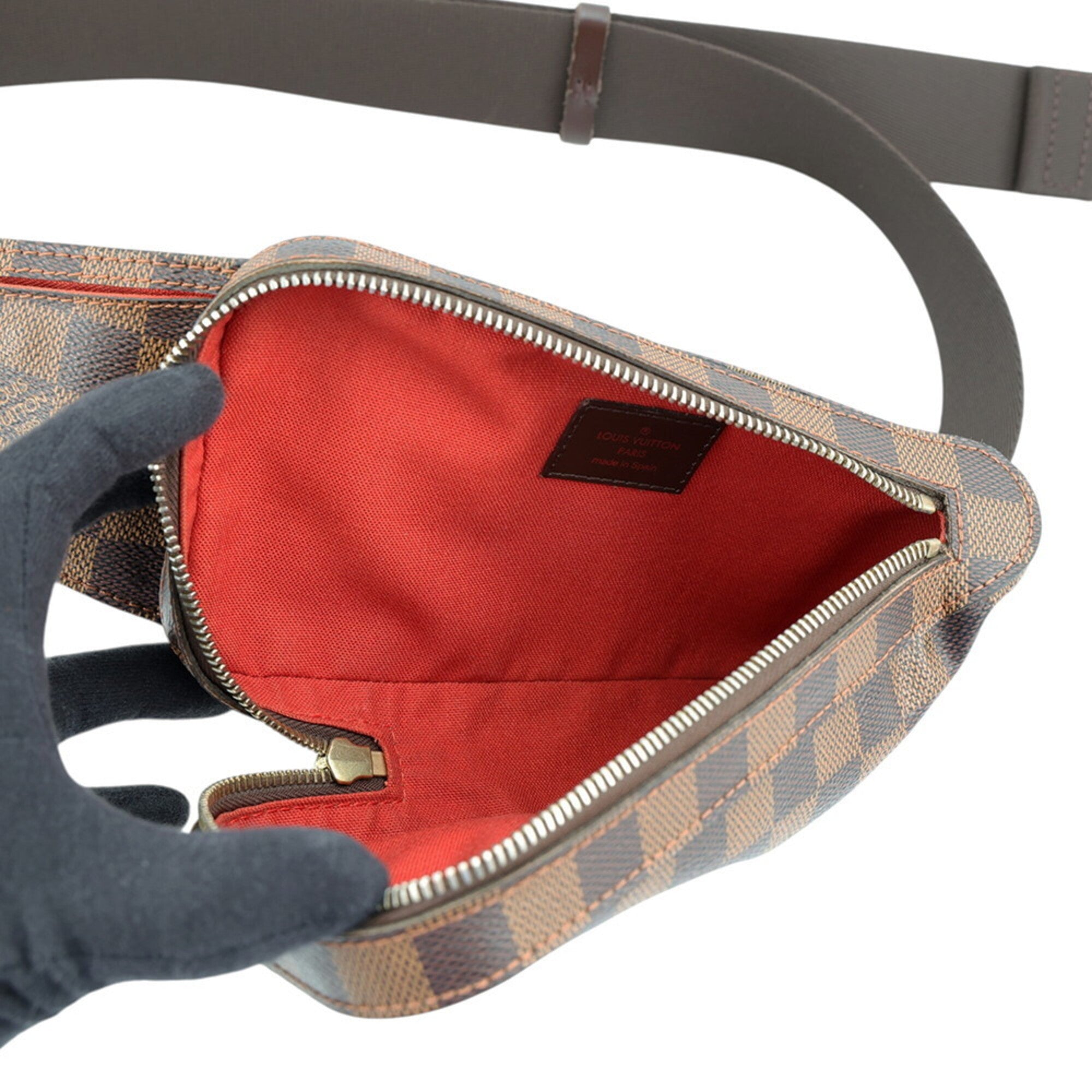 Louis Vuitton Brown Damier Canvas Ebene Exotic Leather Handbag Pouch Shoulder Bag Sling Bag (Pre-Owned)
