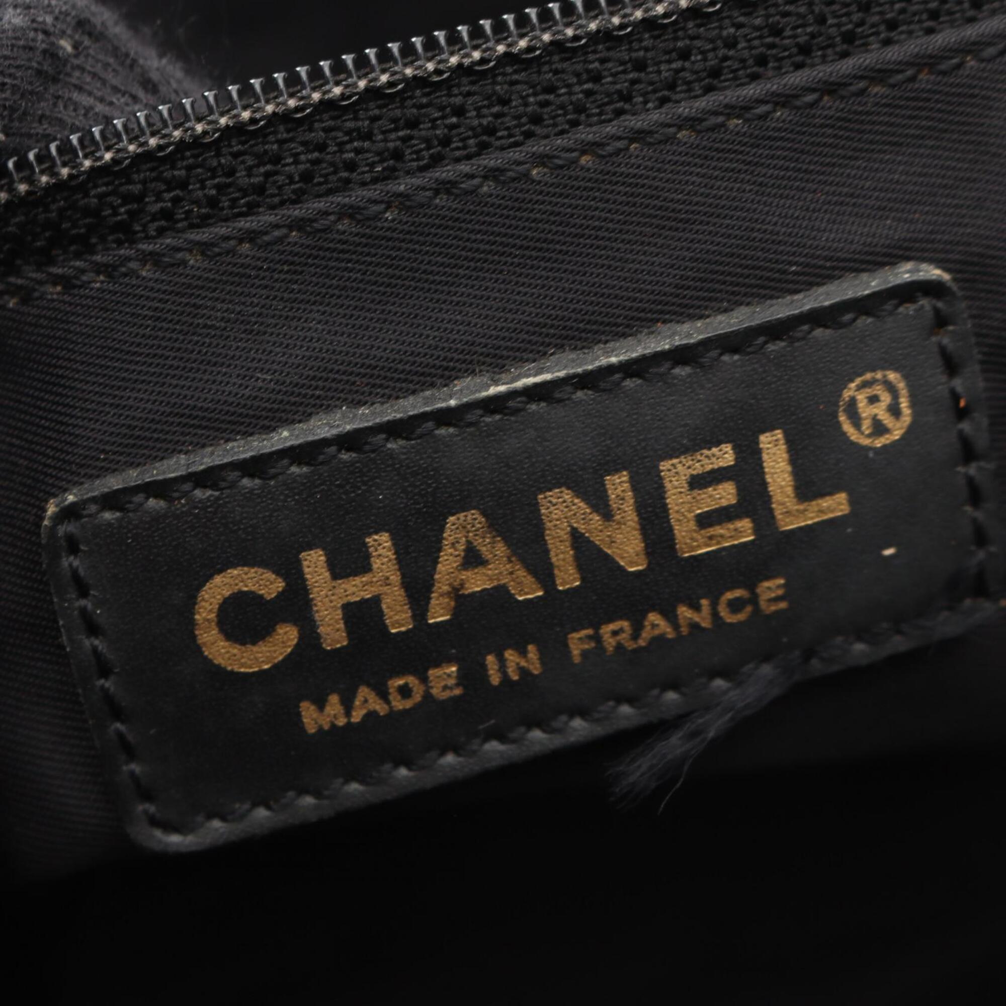 Chanel Black Leather Nylon Canvas Handbag Tote Bag (Pre-Owned)