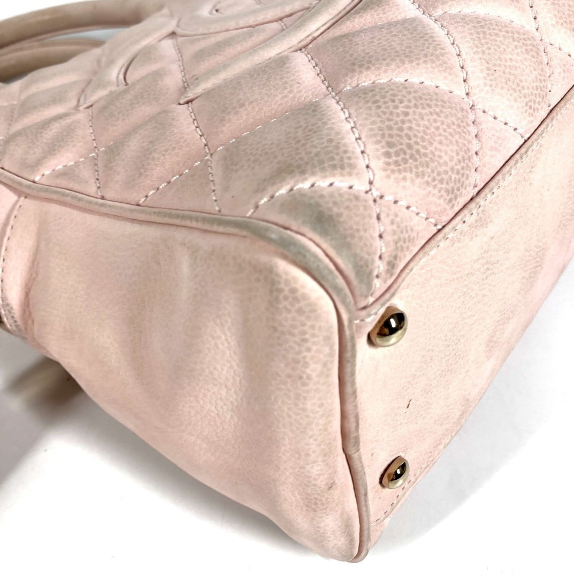 Chanel Matelasse Light Pink Leather Boston Bag Handbag (Pre-Owned)