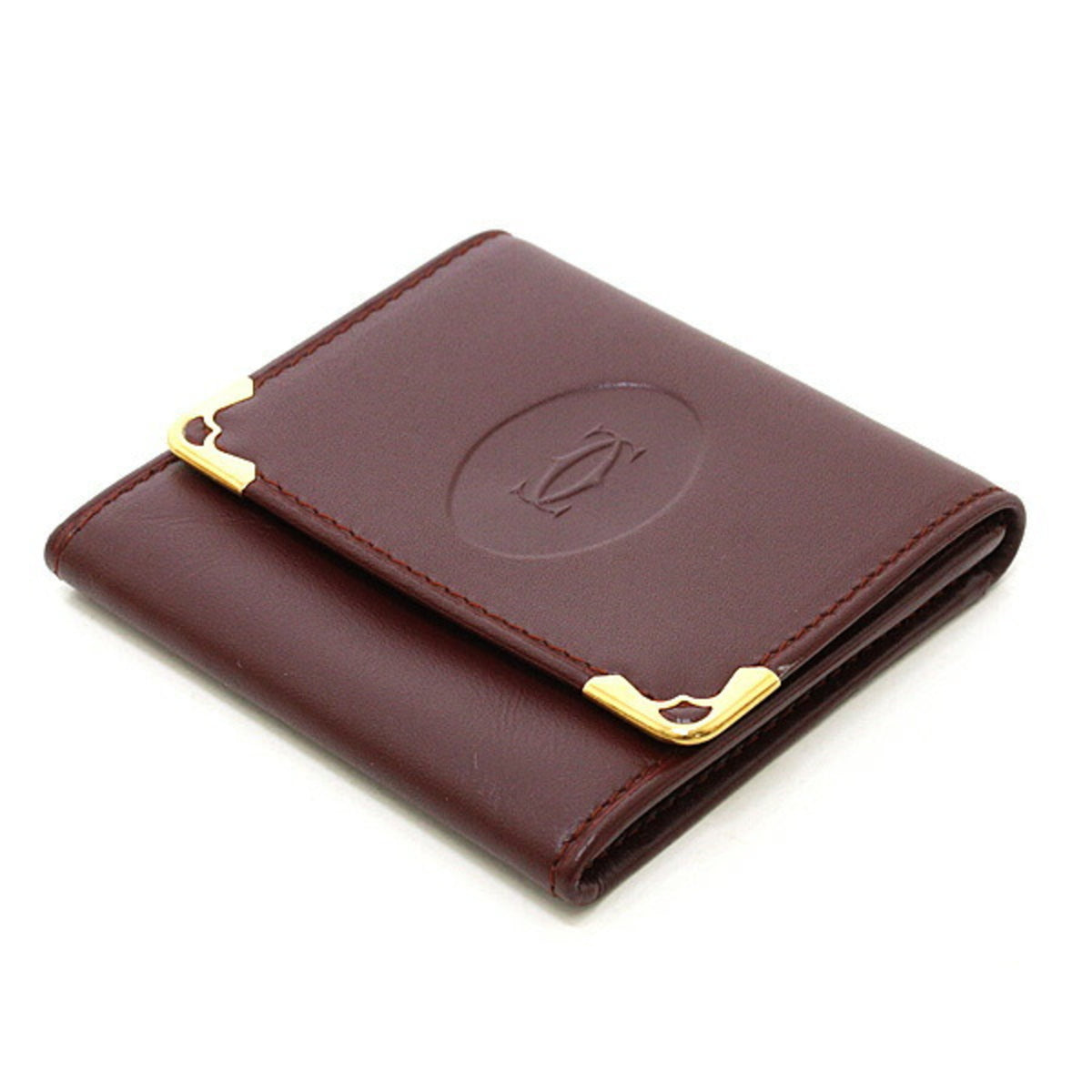 Cartier Must Bordeaux Leather Coin Purse/Coin Case (Pre-Owned)