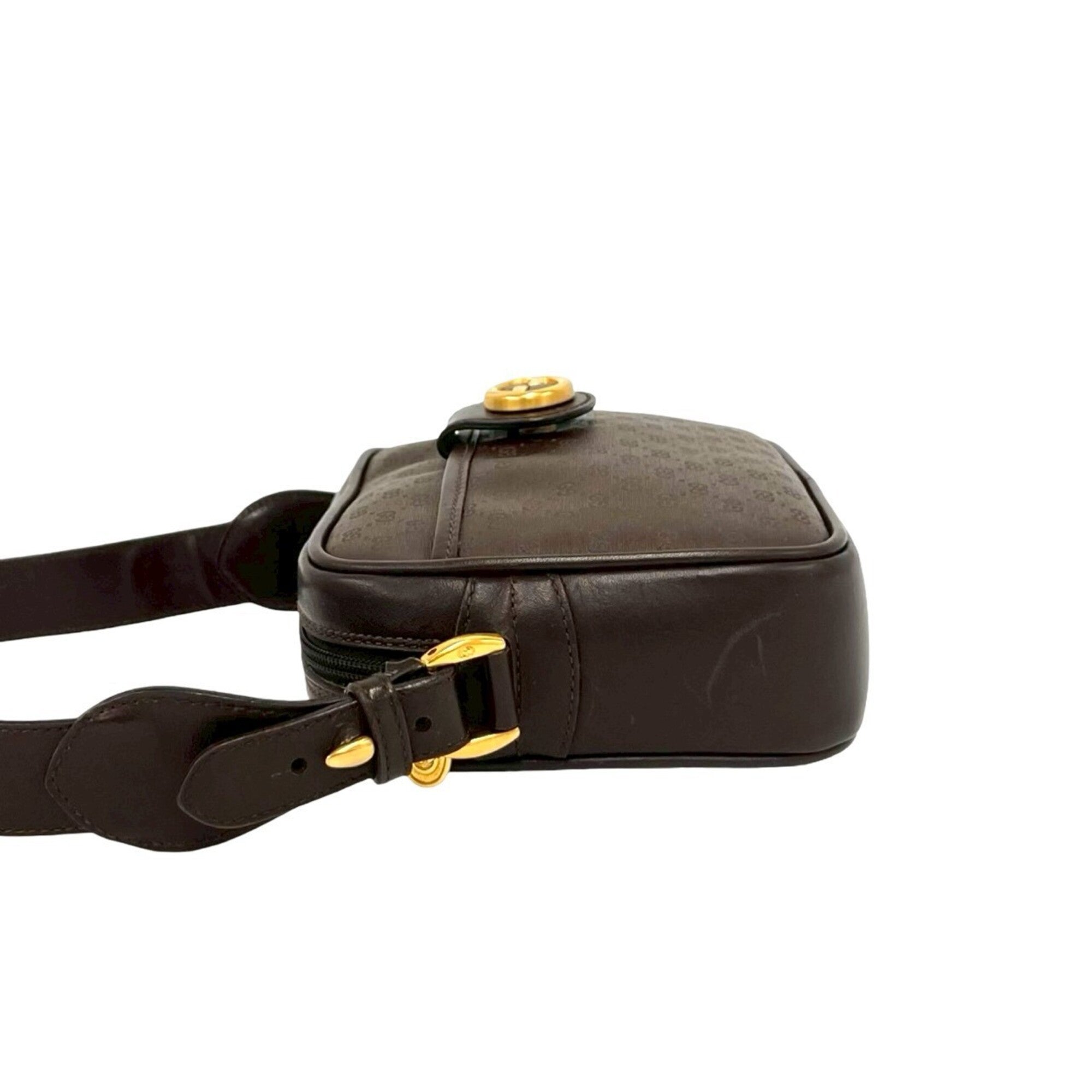 Gucci Brown Leather Pvc Pochette Shoulder Bag (Pre-Owned)