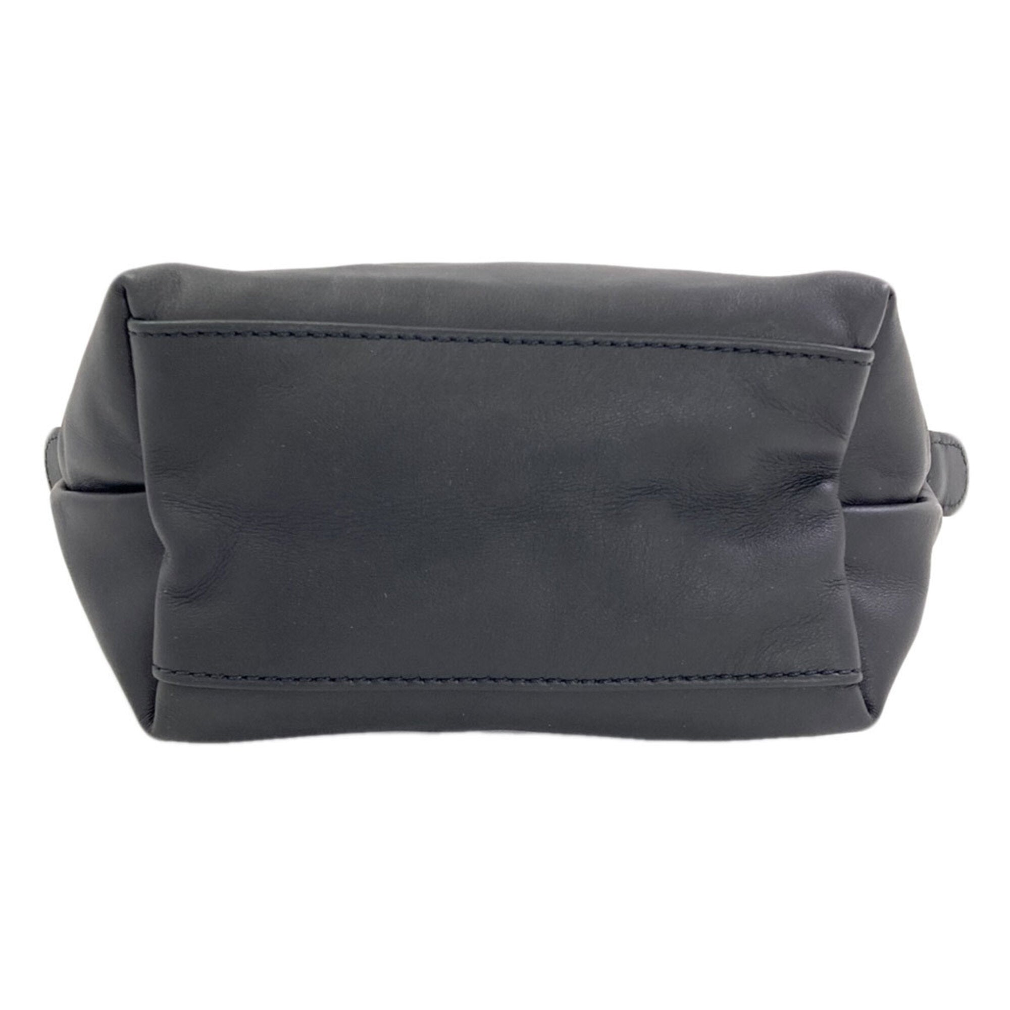 Longchamp Le Pliage Black Leather Handbag (Pre-Owned)