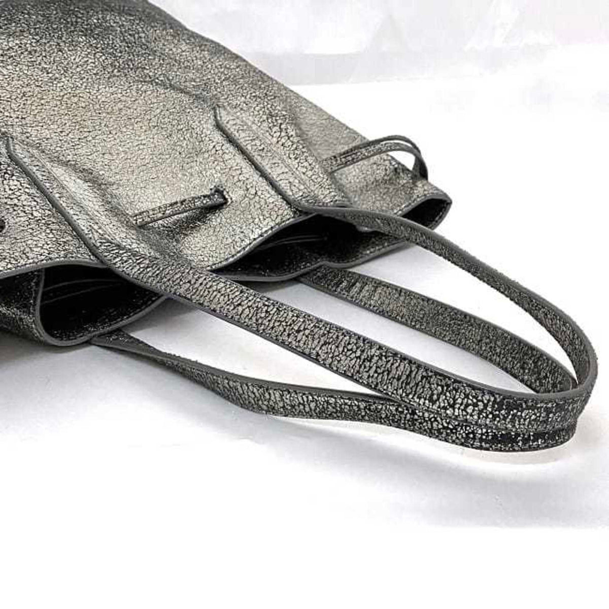 Jimmy Choo Metallic Silver Leather Tote Bag (Pre-Owned)