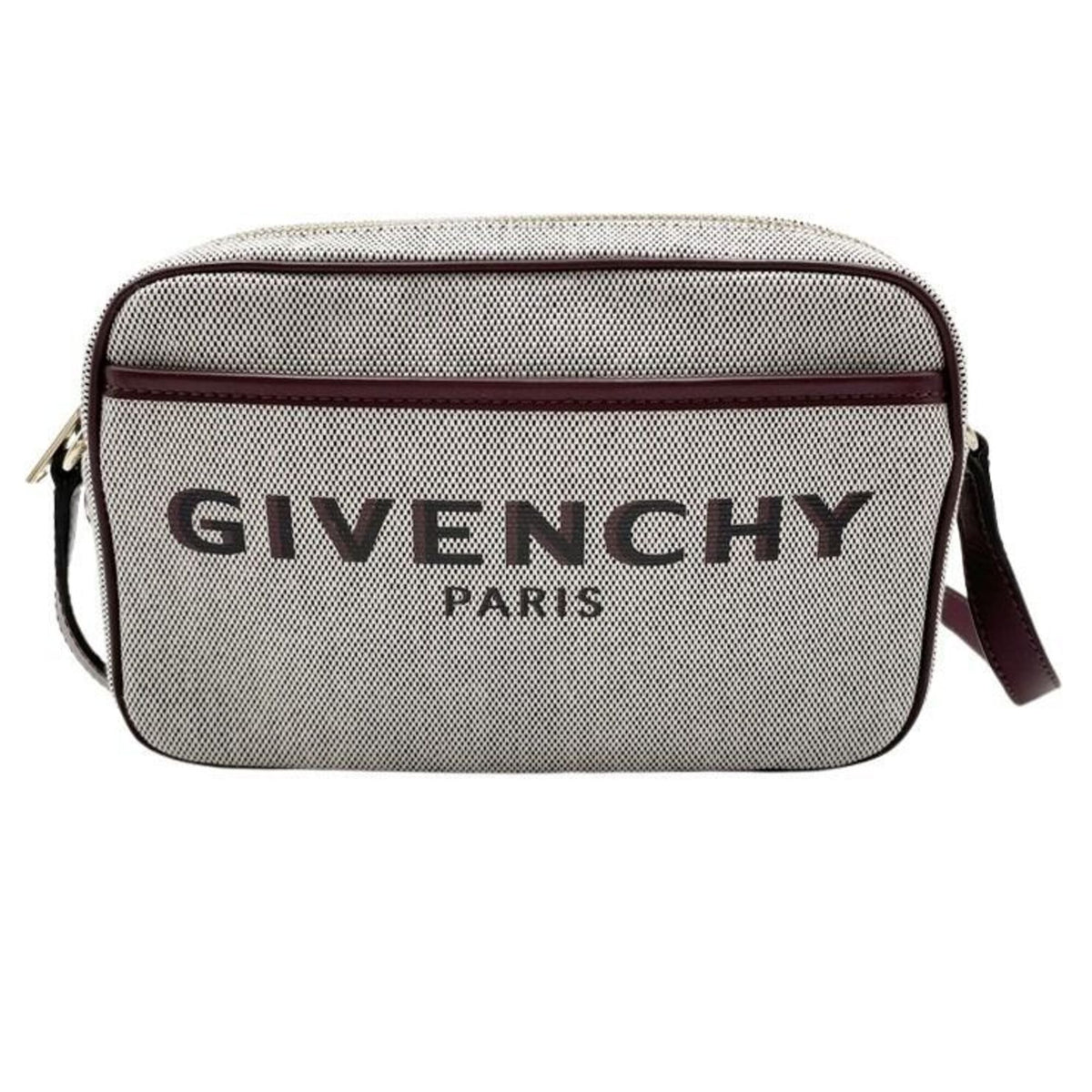 Givenchy Beige Bordeaux Canvas Leather Shoulder Bag (Pre-Owned)