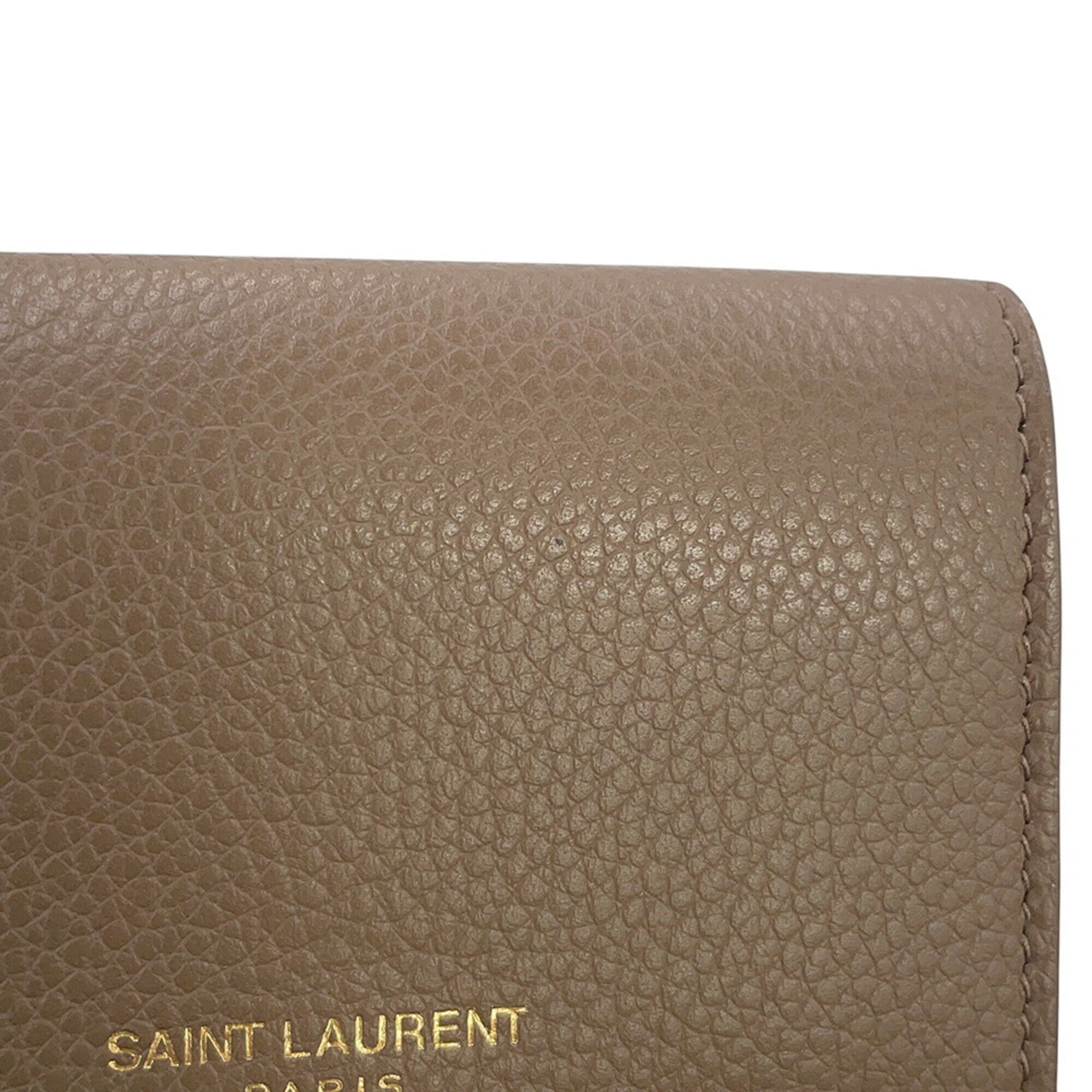 Yves Saint Laurent Brown Leather Wallet (Tri-Fold) (Pre-Owned)