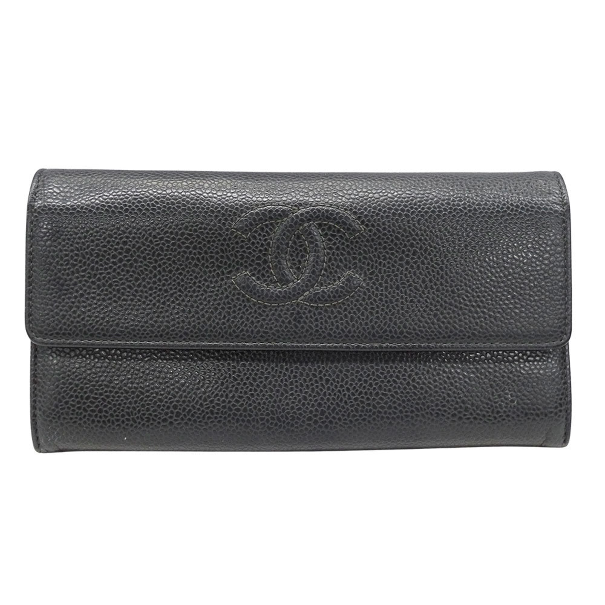 Chanel Charcoal Gray Grained Calfskin (Pre-Owned)