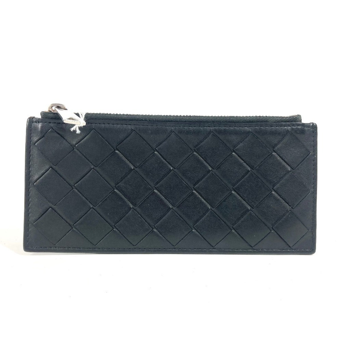 Bottega Veneta Intrecciato Black Leather Coin Purse/Coin Case (Pre-Owned)