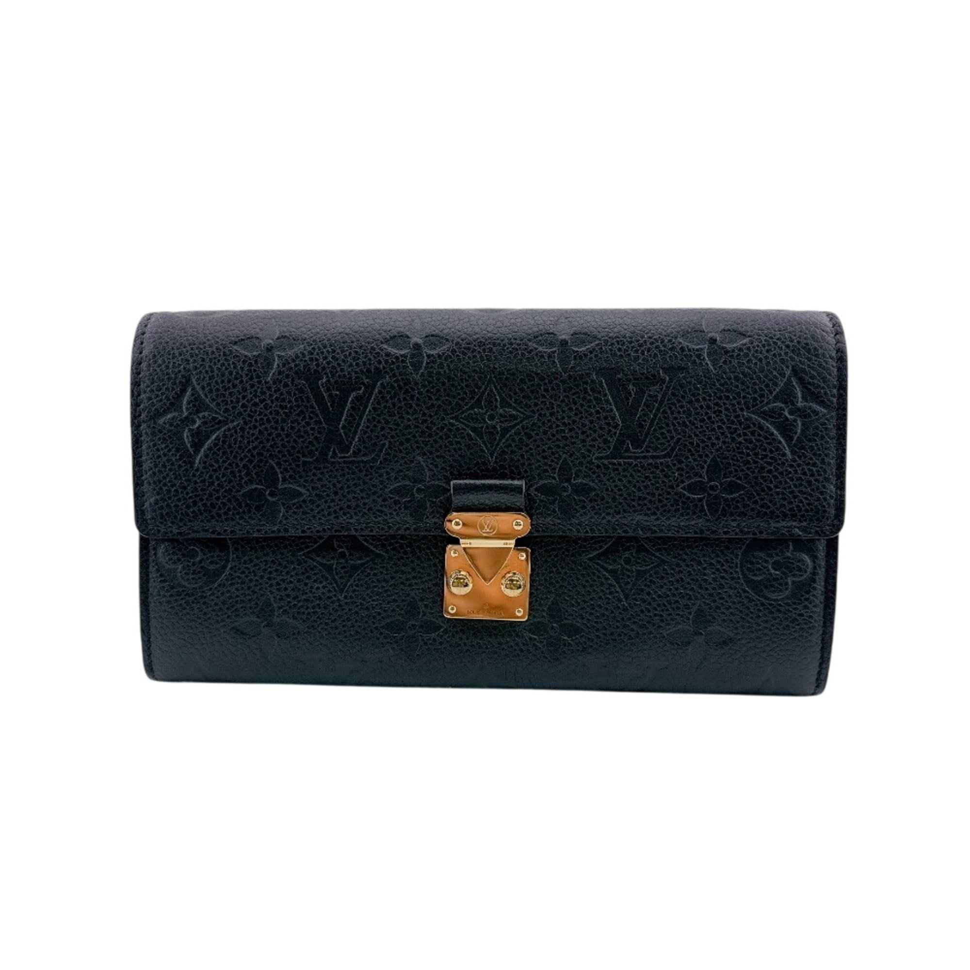 Louis Vuitton Black Leather Long Wallet (Bi-Fold) (Pre-Owned)