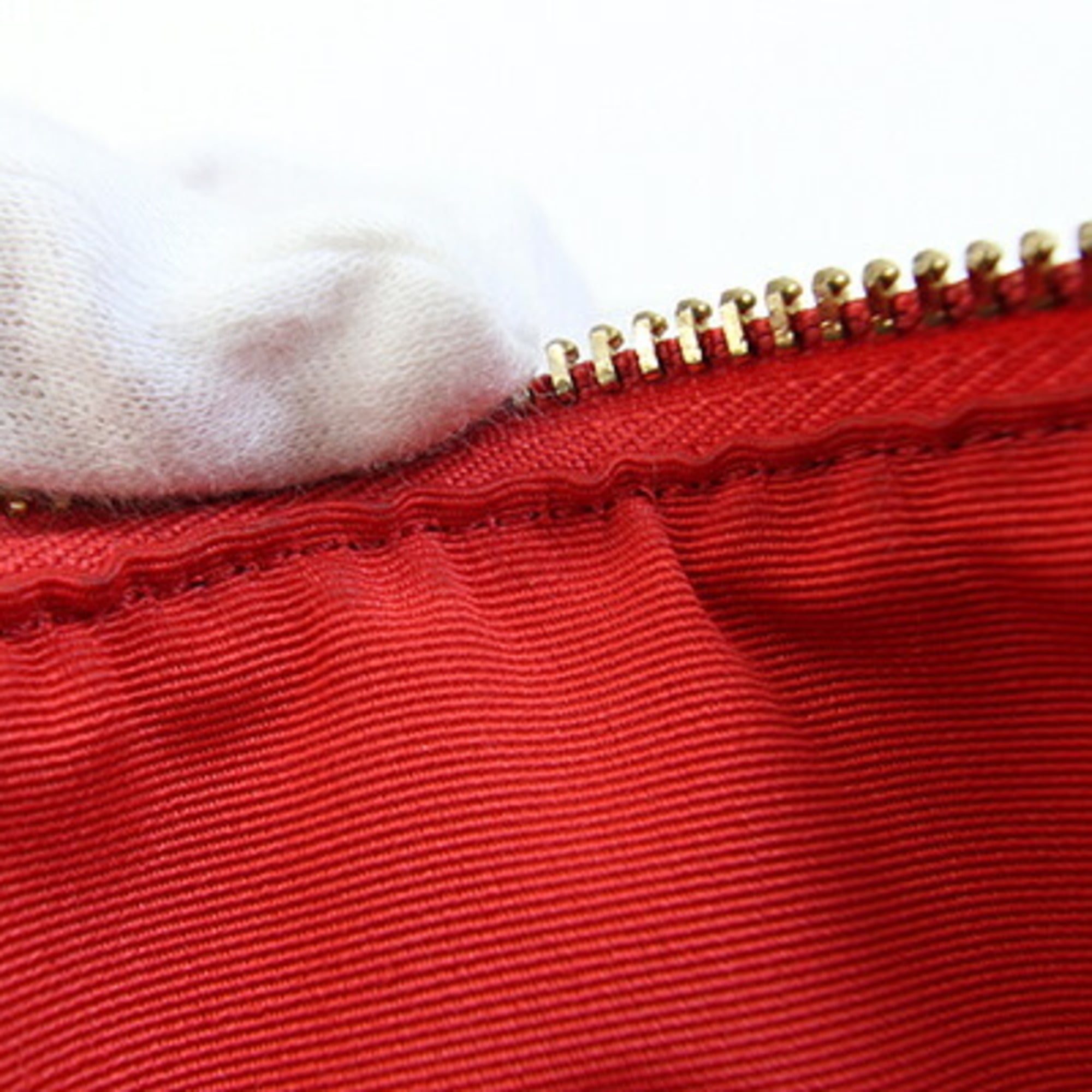 Coach Beige Red Color White Leather Pvc Handbag Shoulder Bag (Pre-Owned)
