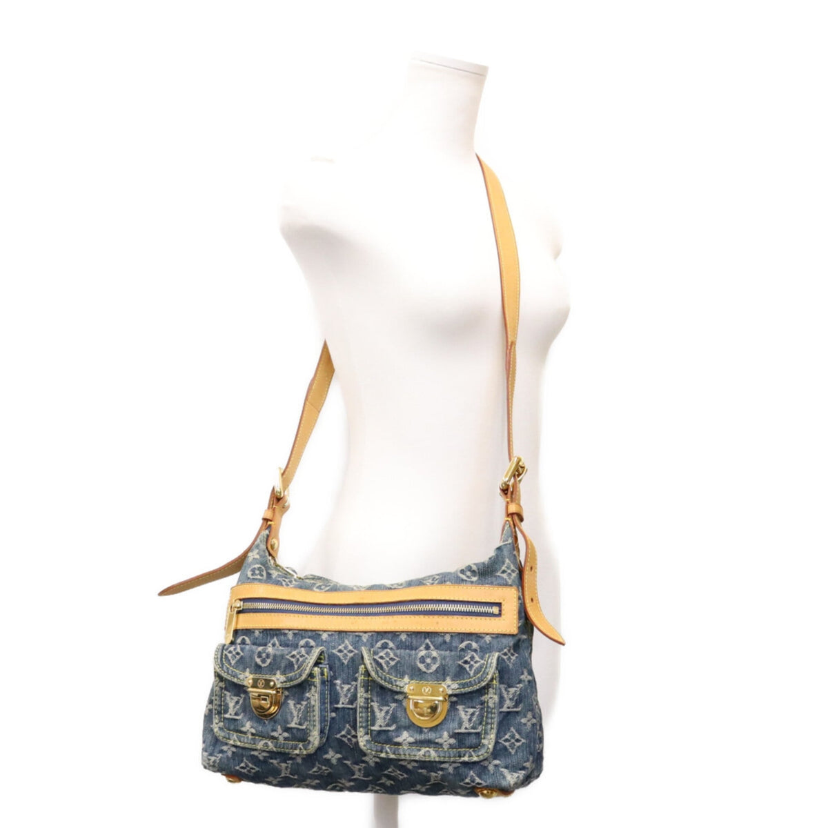 Louis Vuitton Gold Monogram Denim Shoulder Bag (Pre-Owned)