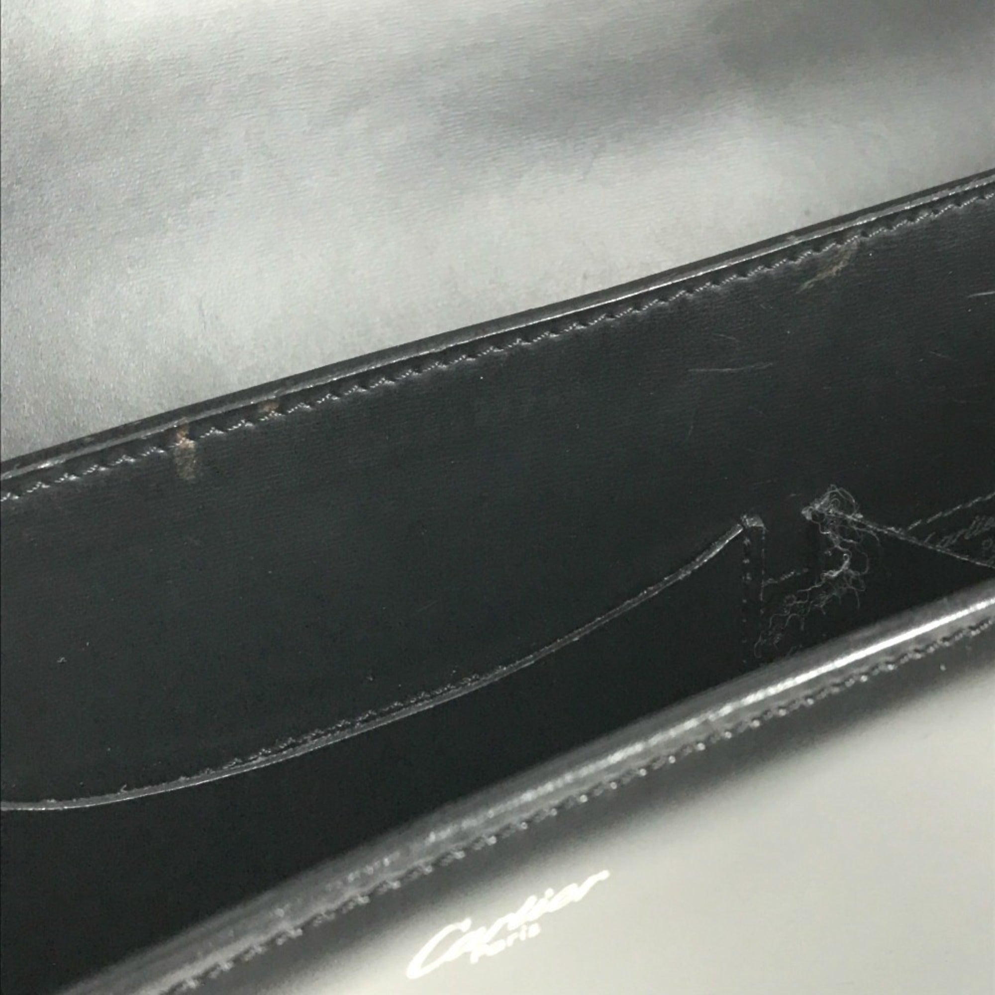 Cartier Black Leather Briefcase Handbag Tote Bag (Pre-Owned)