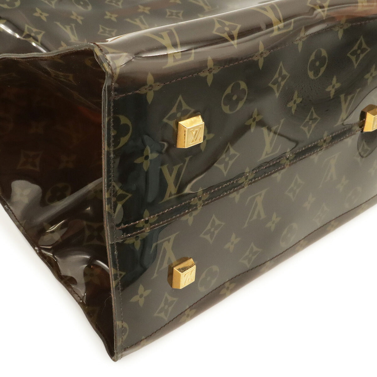 Louis Vuitton Brown Clear Leather Vinyl Beach Bag Handbag Pouch Shoulder Bag Tote Bag (Pre-Owned)