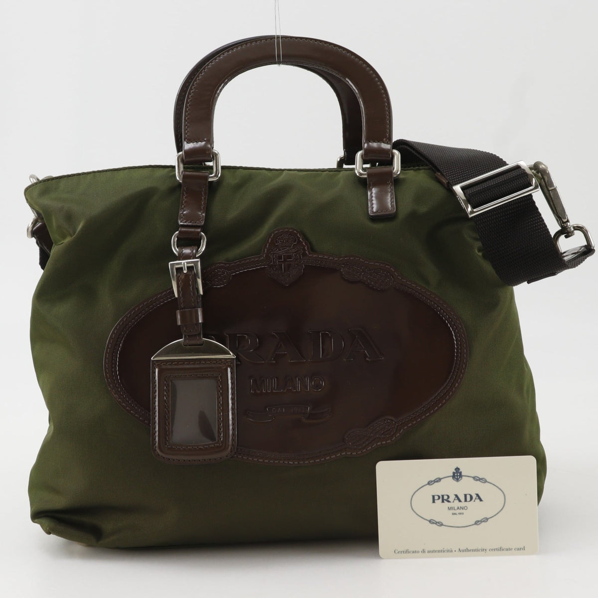 Prada Khaki Nylon Handbag (Pre-Owned)